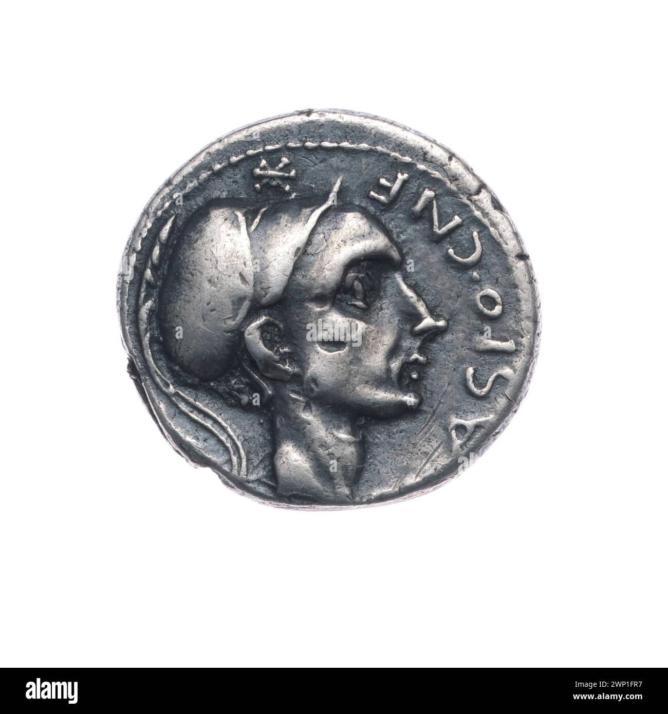 Roman denarius issued by Cornelius Blasio (112-111 BC), featuring ...