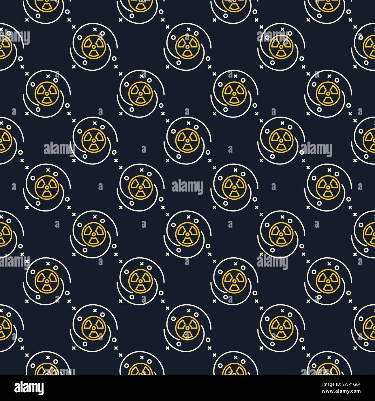 Nuclear Bomb in Space vector concept thin line seamless pattern Stock Vector