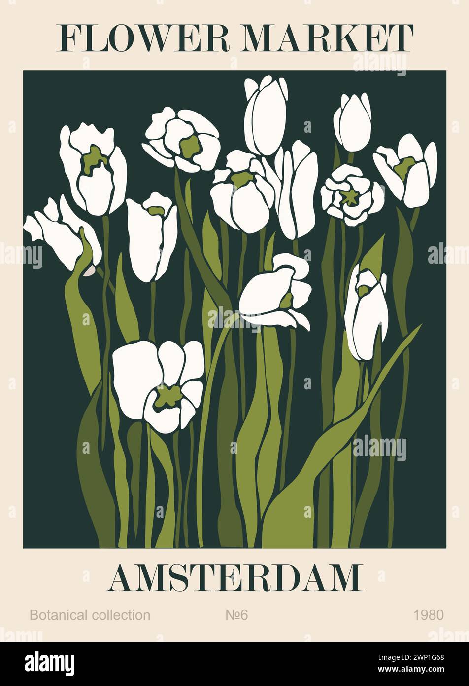 Abstract Flower Market Amsterdam poster vector art Stock Vector Image ...