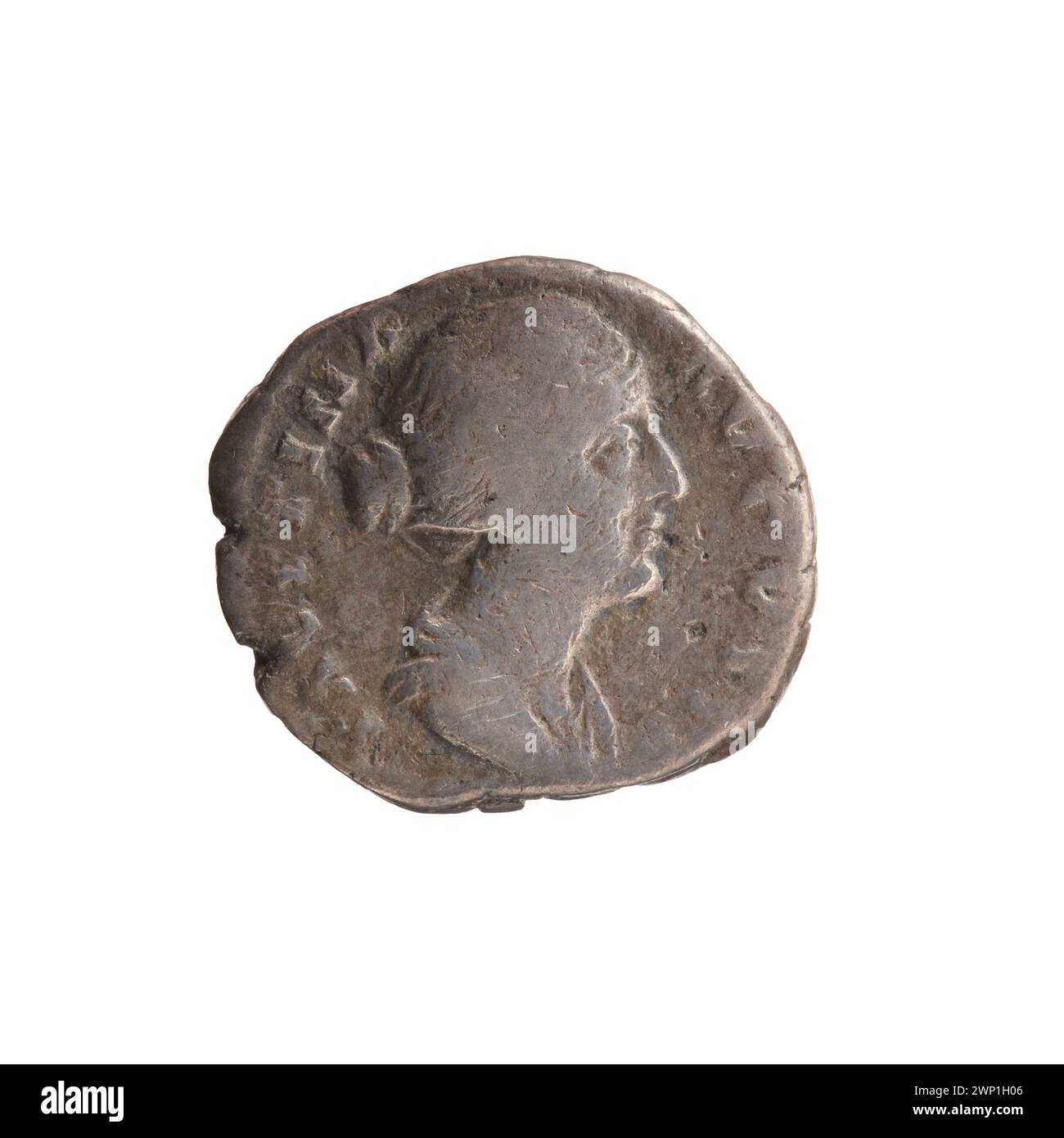 denarius; Faustina M Osza (Ca 130-176; Roman Empress 161-176); 147-161 (147-00-00-161-00-00); Stock Photo