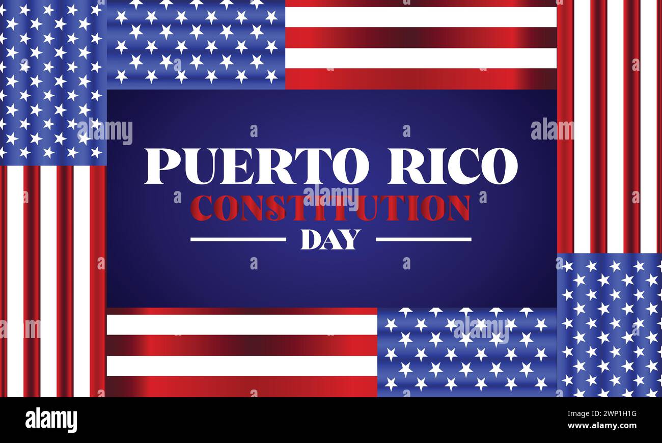 Puerto Rico Constitution Day With Usa flag illustration design Stock