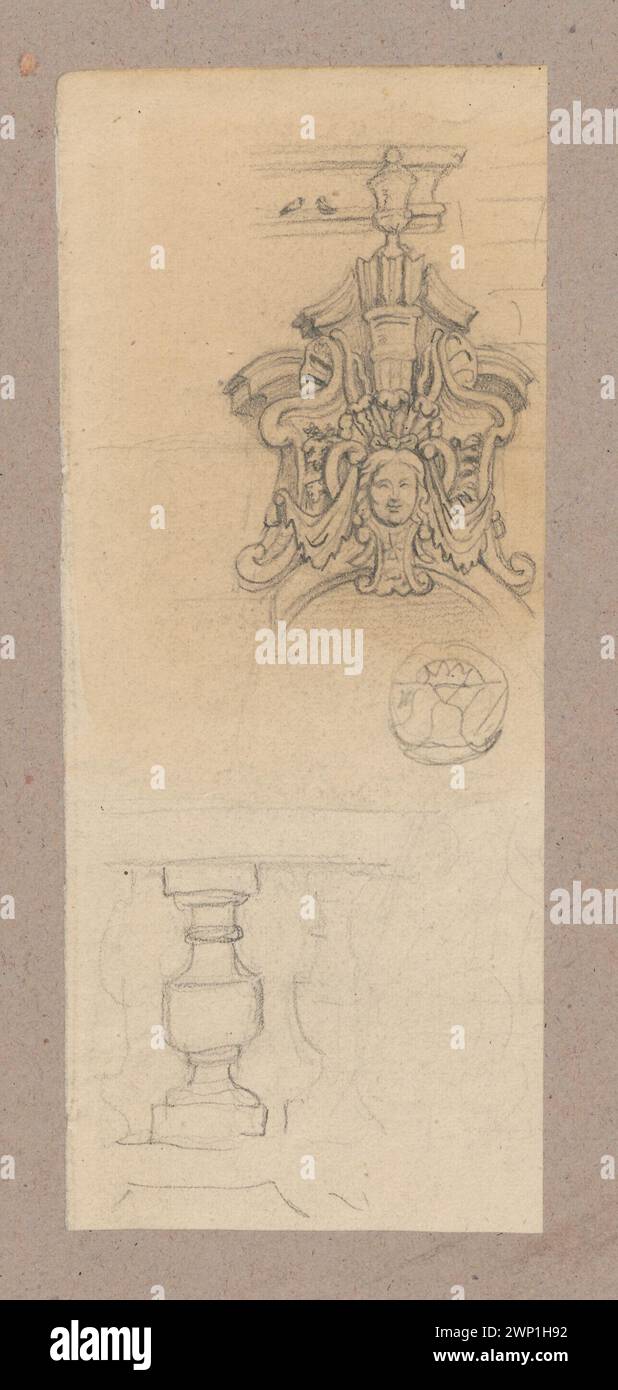 Sketches of a Baroque supraport and balustrade fragment by Aleksander ...