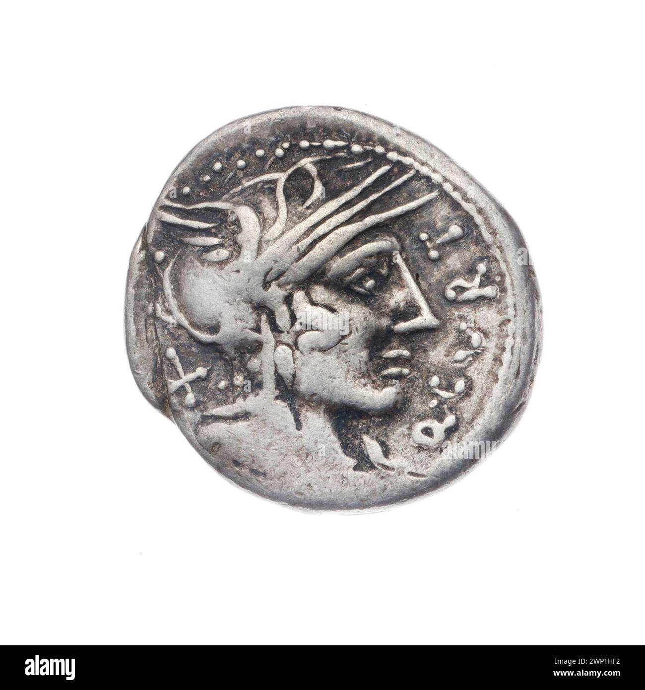 Denarius of Curtius and Silanus, 116-115 BC, depicting Jupiter on ...