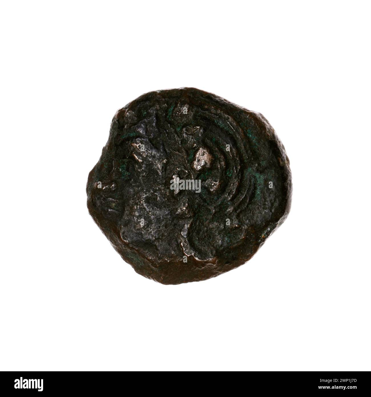 Brown coin; Pantikapaion; 315-300 BC (315-00-00-300-00-00);Nadczarzyorze, satir (mitol.), Lion's head (iconogr.), Jesiotry, lions, fish, animals Stock Photo