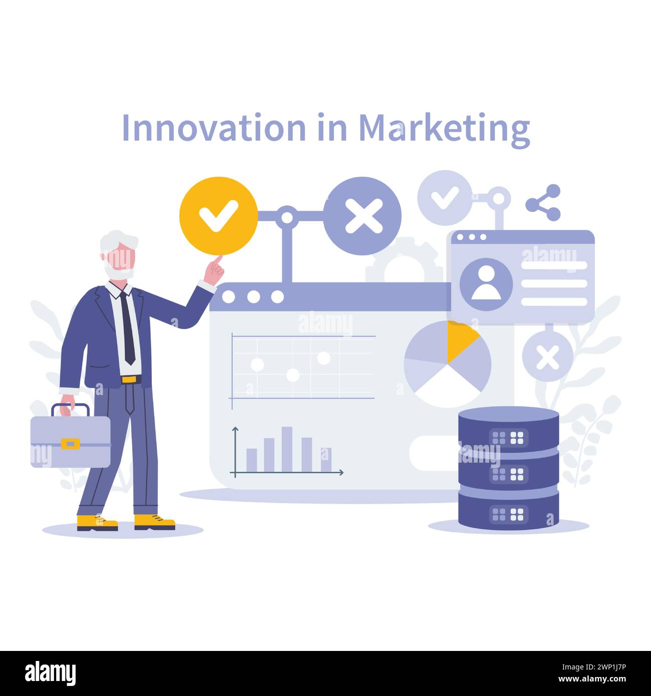 Innovation in marketing concept. Executive analyzing new digital trends