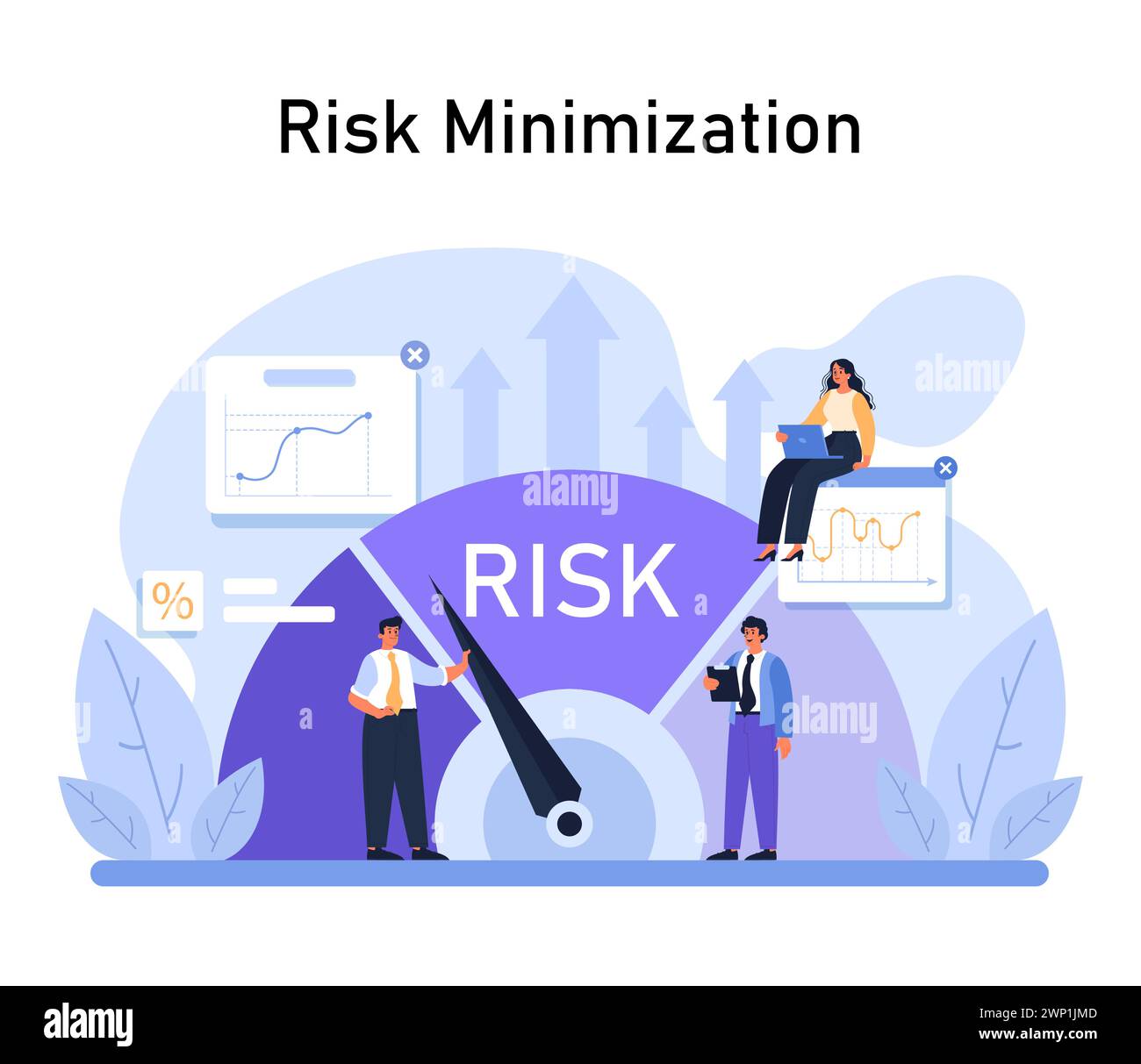 Risk Minimization spotlighted. Professionals navigate financial charts ...