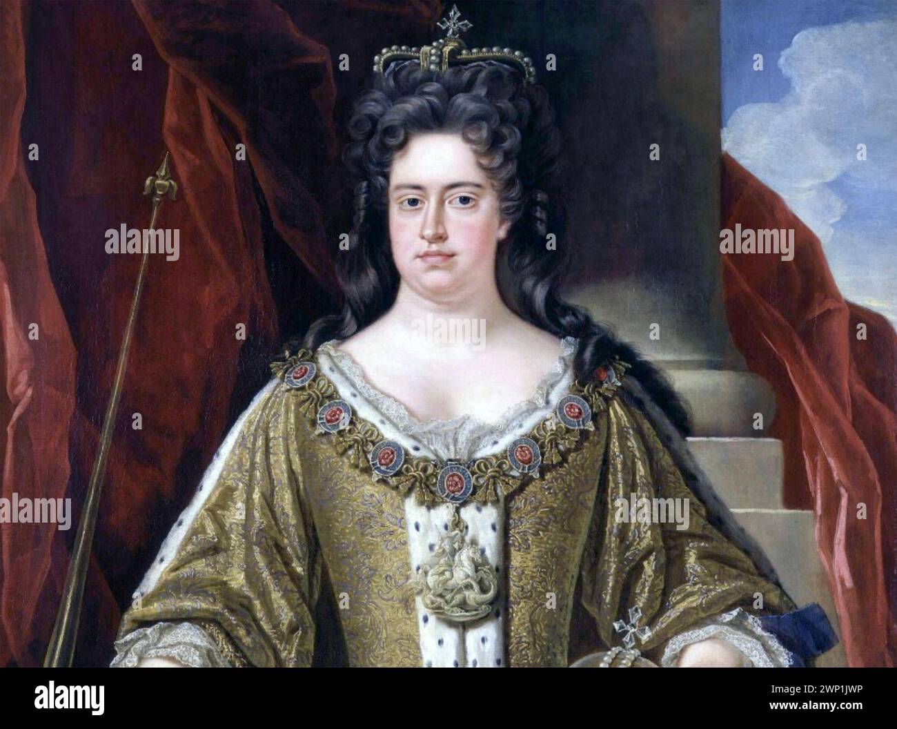 QUEEN ANNE (1665-1714) British monarch  - section of painting about 1702 Stock Photo