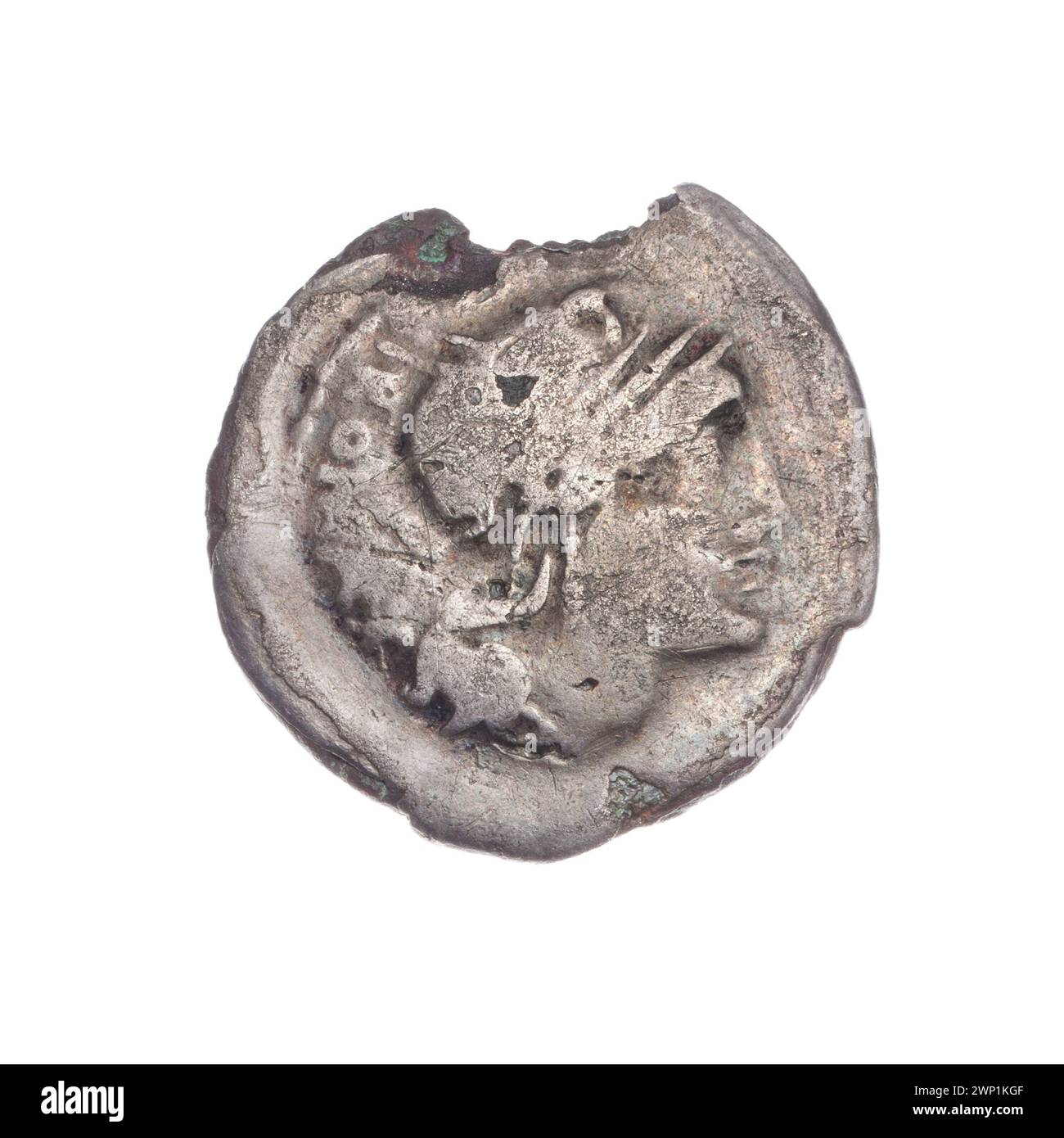 Denar Plated; Aurelius Scaurus, M. (Fl. 118 A.C.), Licinius Crassus, L. (Fl. 118 A.C.), Domitius Ahenobarbus, Cn. (fl. 118-96 A.C.); 118 BC (-118-00-00--118-00-00);Roma (Mitol.), Crynyx, Roma head in a helmet (iconogr.), Attic helmet, helmets, Subaeratus, shields, warrior at Biga (iconogr.), Wiecznie Stock Photo