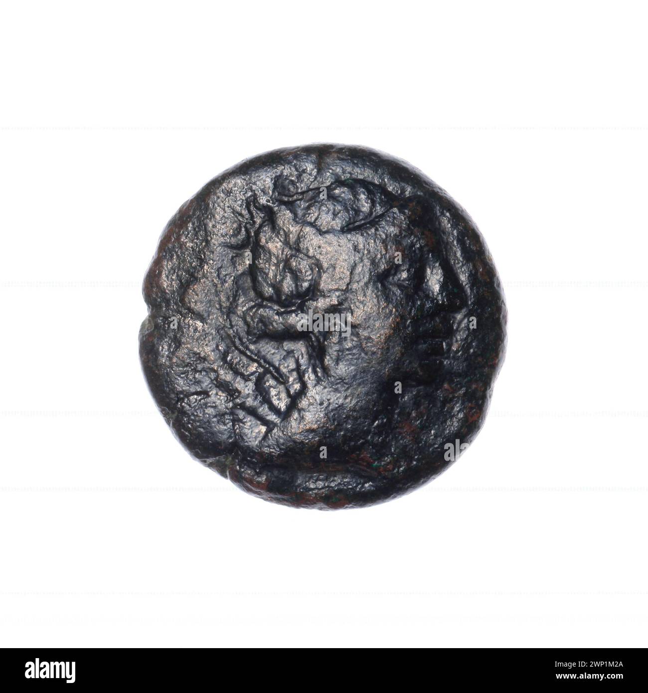Brown coin; Pantikapaion; the beginning of the first century BC (-100-00-00--91-00-00);Artemida (mitol. Stock Photo