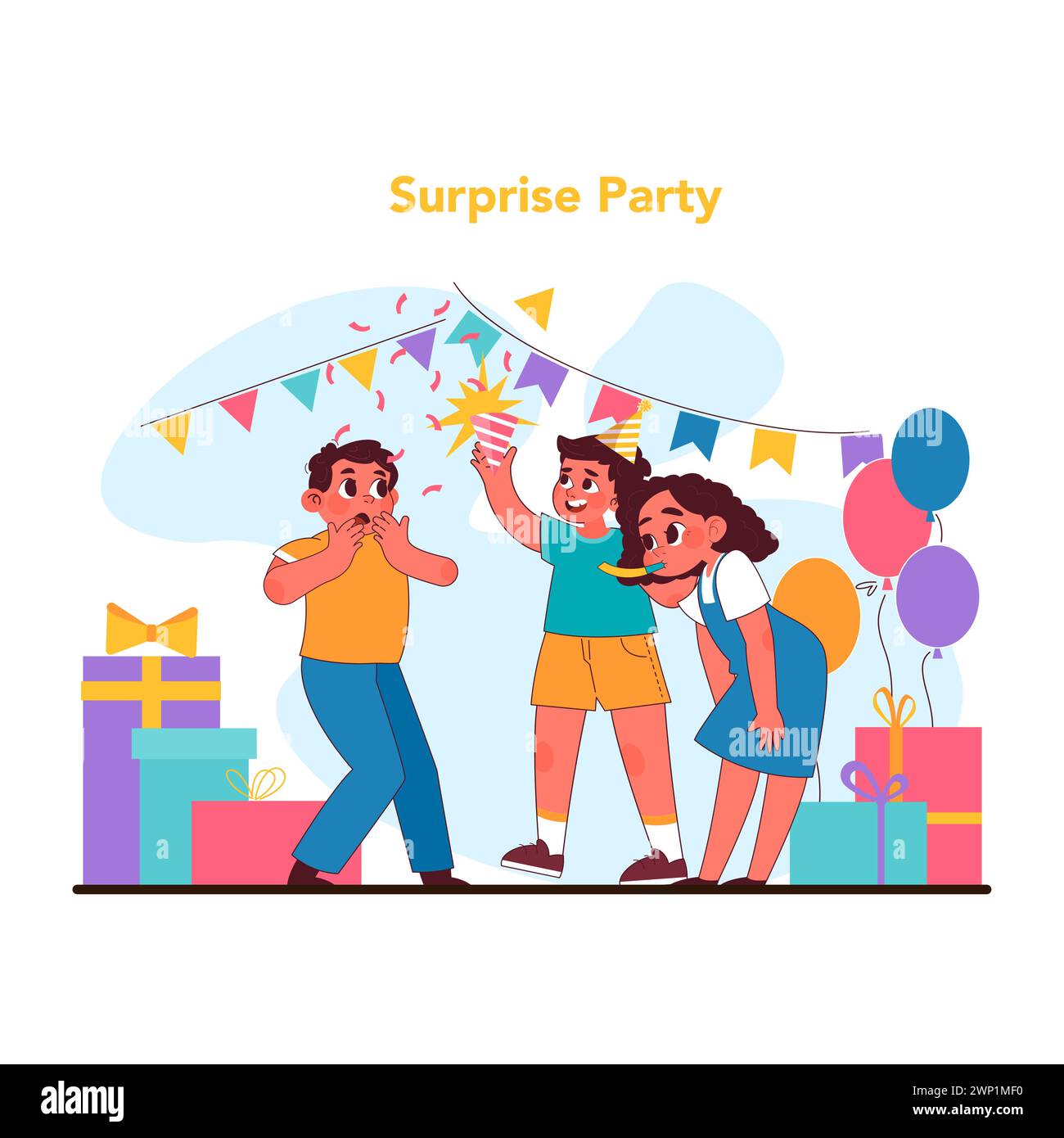 Surprise party concept Uncontainable joy of surprise birthday party