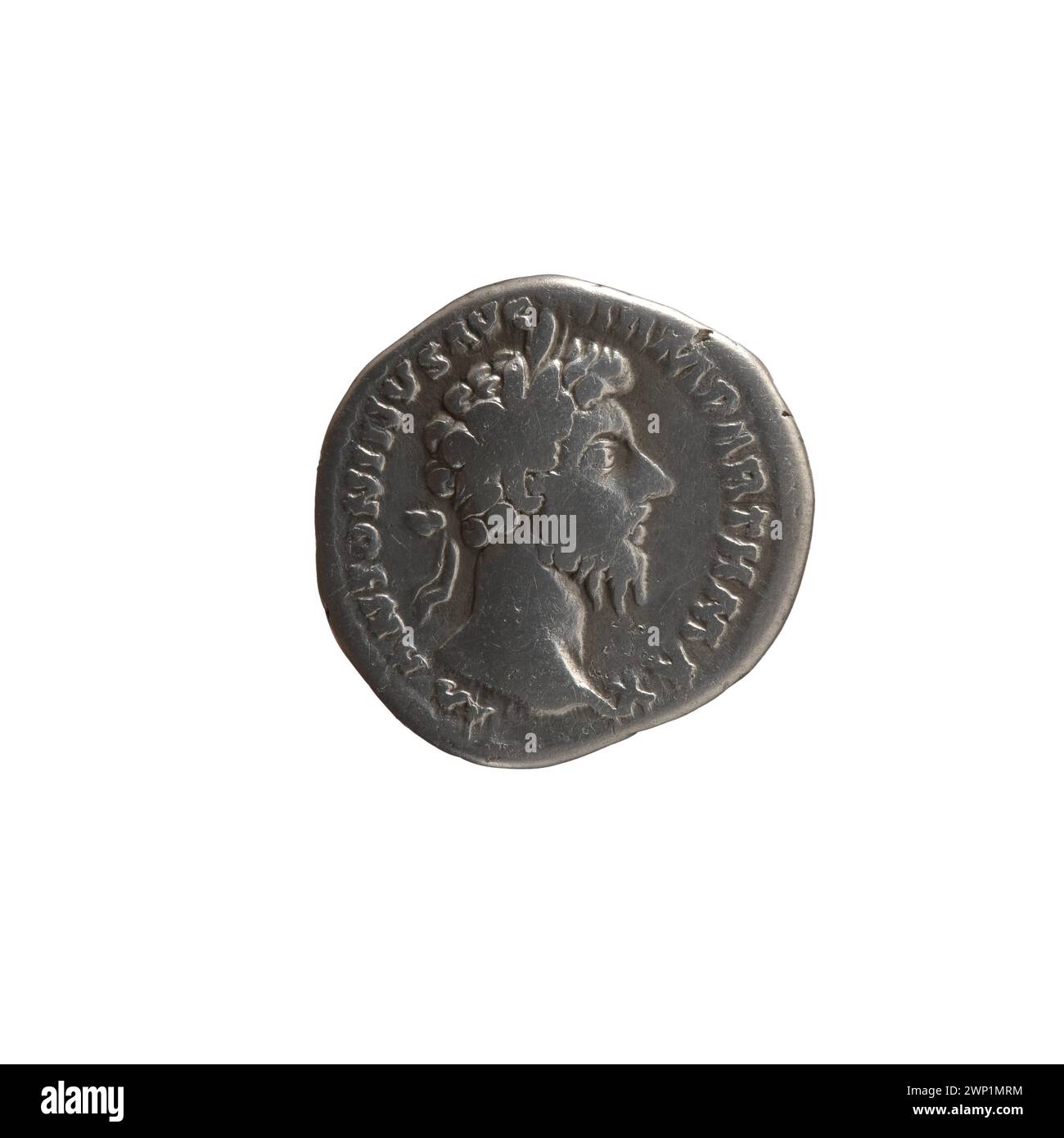 This denarius coin from 166 AD depicts Roman Emperor Marcus Aurelius ...