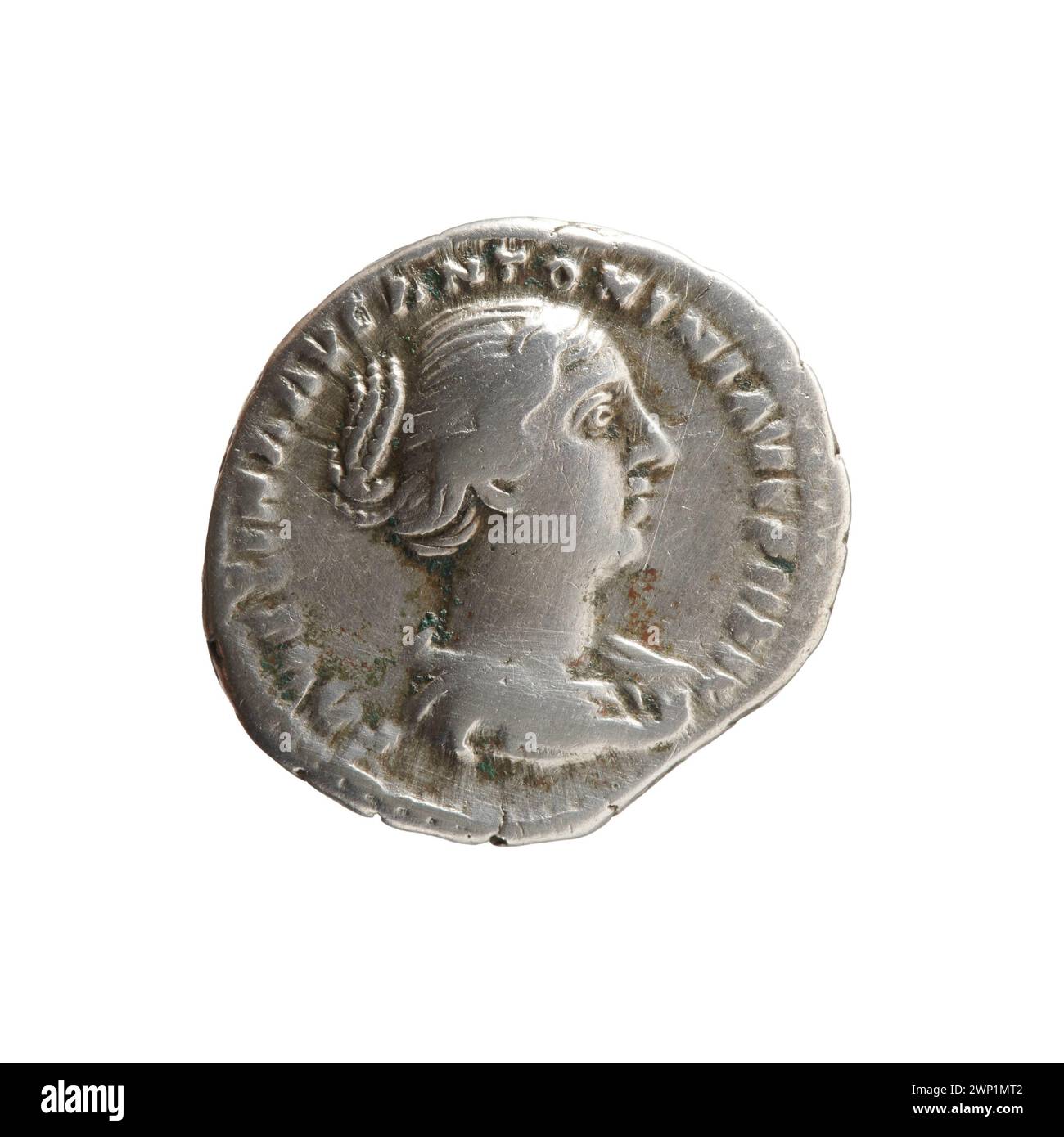 denarius; Faustina M Osza (Ca 130-176; Roman Empress 161-176); 147-161 (147-00-00-161-00-00); Stock Photo