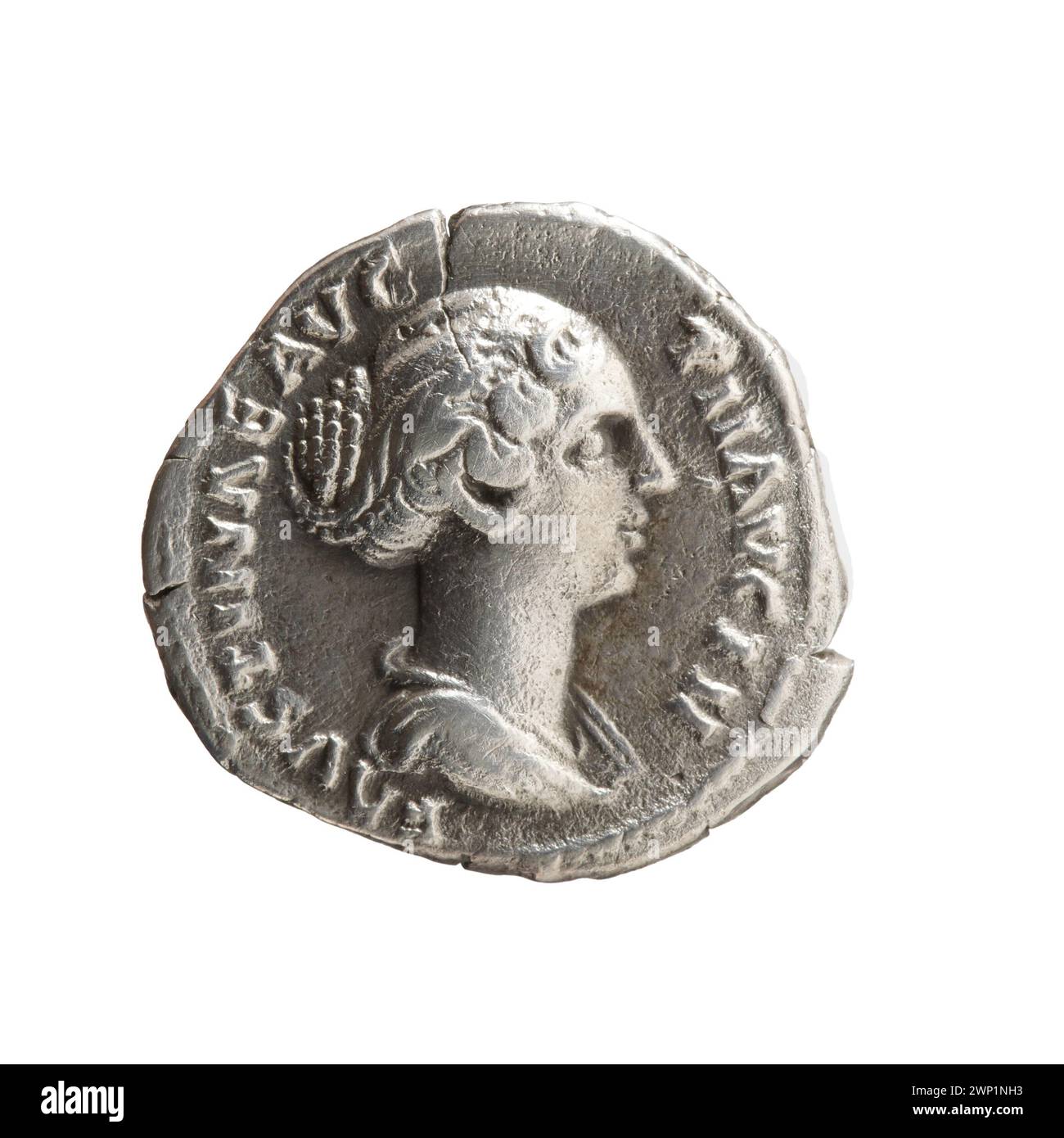 denarius; Faustina M Osza (Ca 130-176; Roman Empress 161-176); 147-161 (147-00-00-161-00-00); Stock Photo