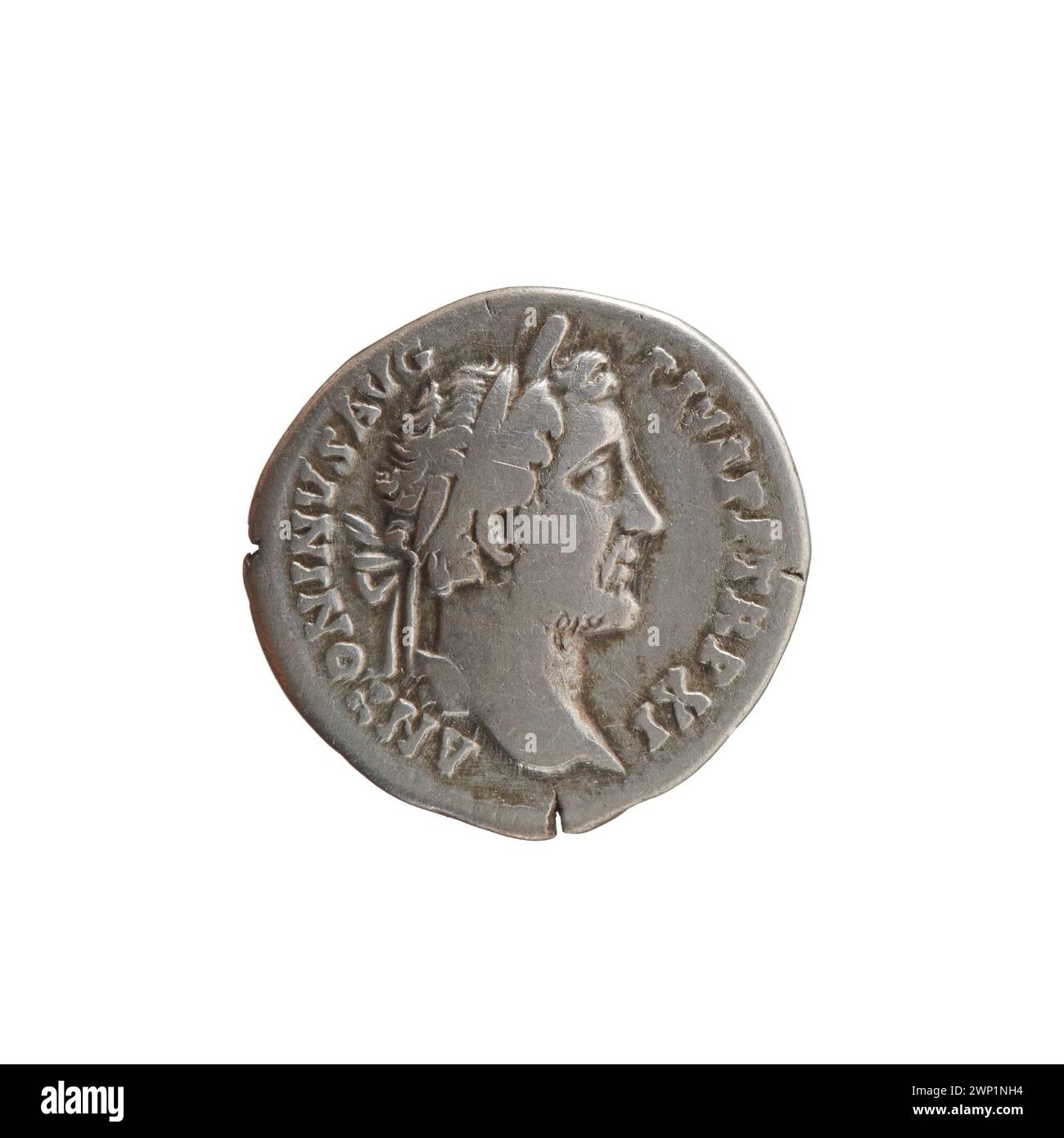 Denarius coin dated 147-148 CE featuring Emperor Antoninus Pius obverse ...