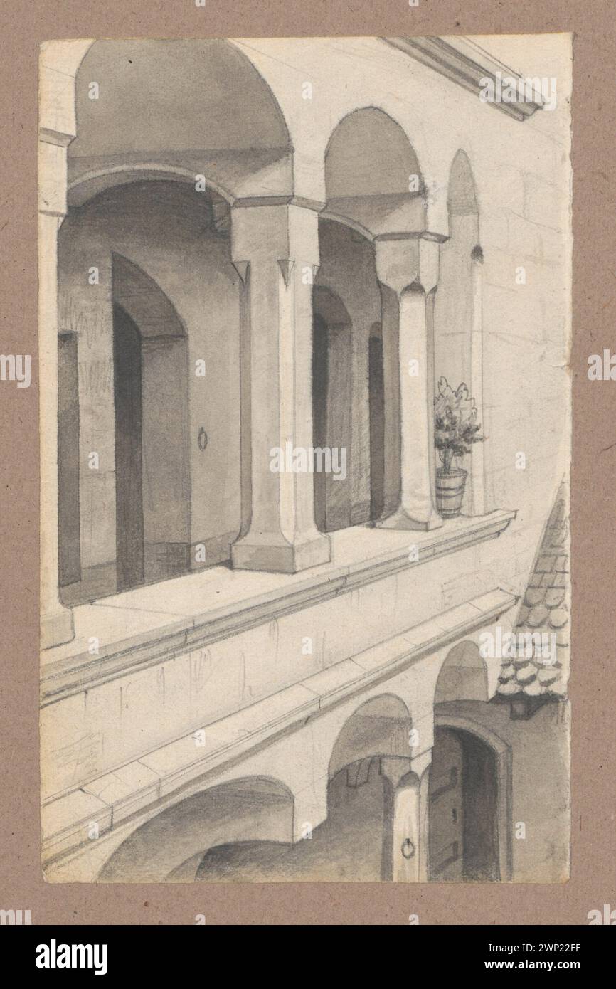 A fragment of a castle by Aleksander Lesser (1814-1884) showing Kroty ...