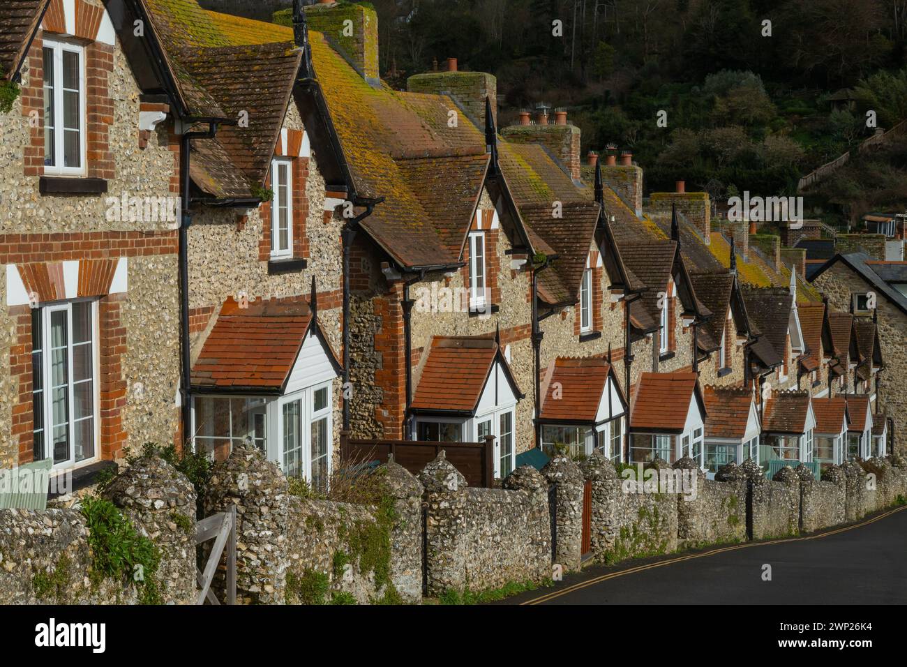 Traditional fishermen's cottages in village of Beer in East Devon Stock Photo