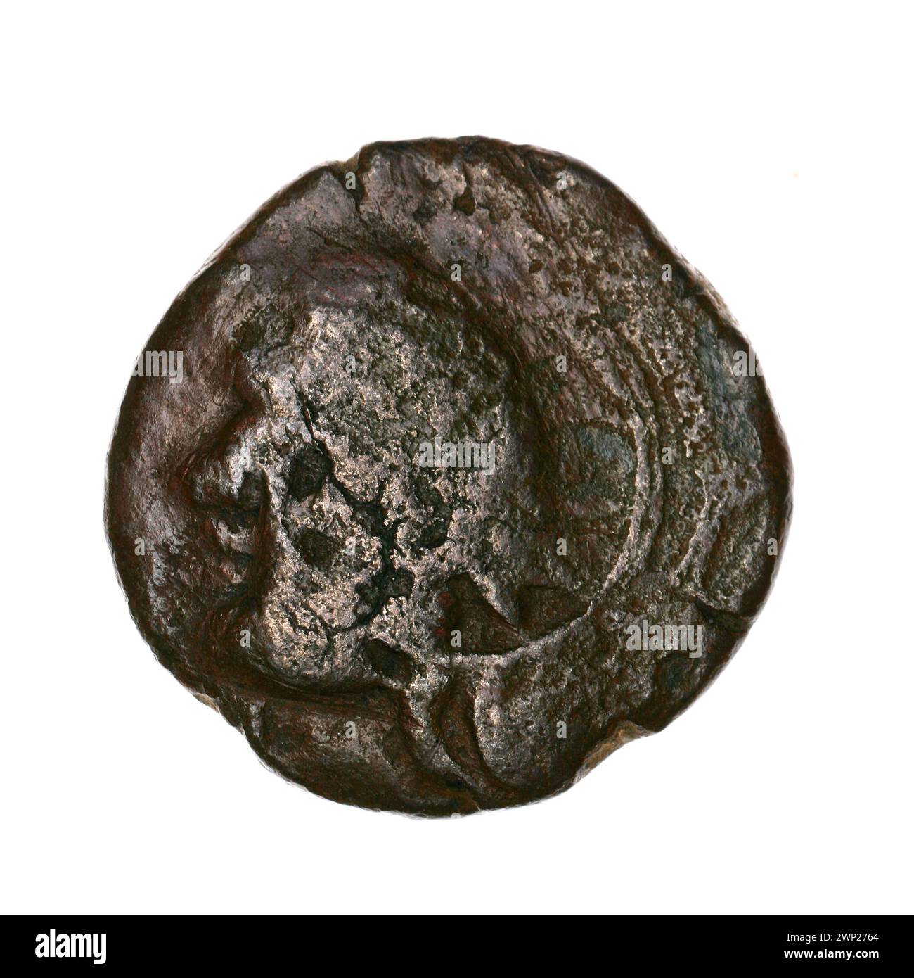 Brown coin; Pantikapaion; the beginning of the 3rd century BC (-300-00-00--291-00-00);Chynowski, Józef (1833 1915), Chynowski, Józef (1833 -Ca 1915) - collections, Nadczarzyorze, satir (mitol.), Society for the Encouragement of Fine Arts (Warsaw - 1860-1940) - collection, weapon (iconogr.), Goritos (army), twelve -pointed star (iconogr.), Stars, head of the lion (iconogr.), Jesiotry, counterattacks (numism.), Lions, Fish, Sajdak (weapons), armament (iconogr.), Animals, Arch in Sajdaku (iconogr.), Łuki (army) Stock Photo