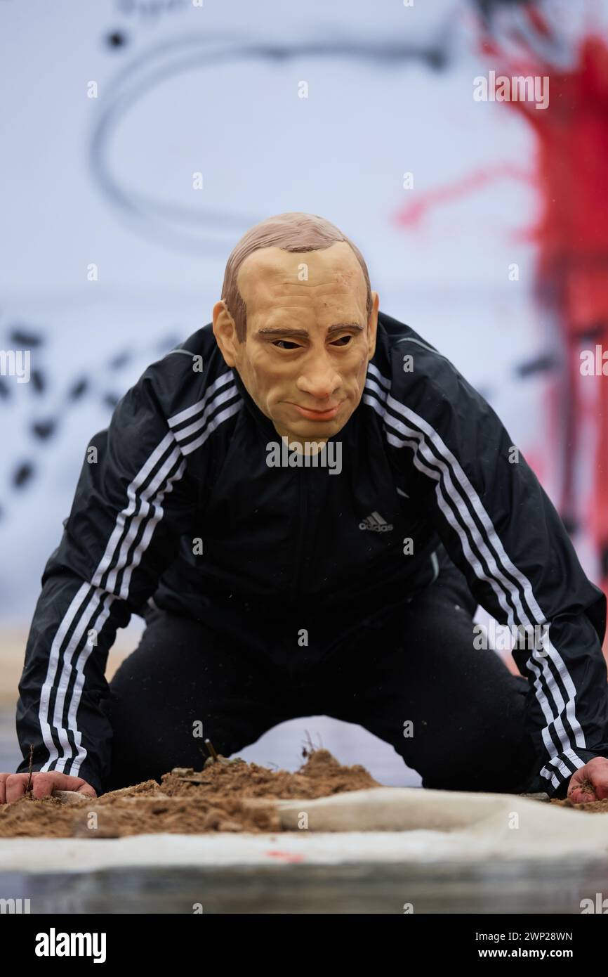 Caricature of vladimir putin stealing Ukrainian land performed by ...