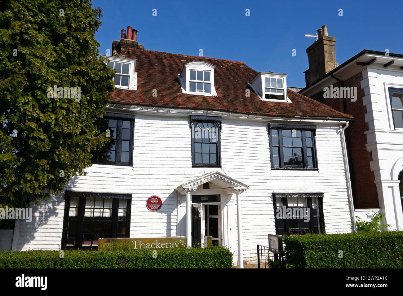 Thackeray's restaurant, a typical Kentish style building with white painted weatherboards, Tunbridge Wells, Kent, England Stock Photo