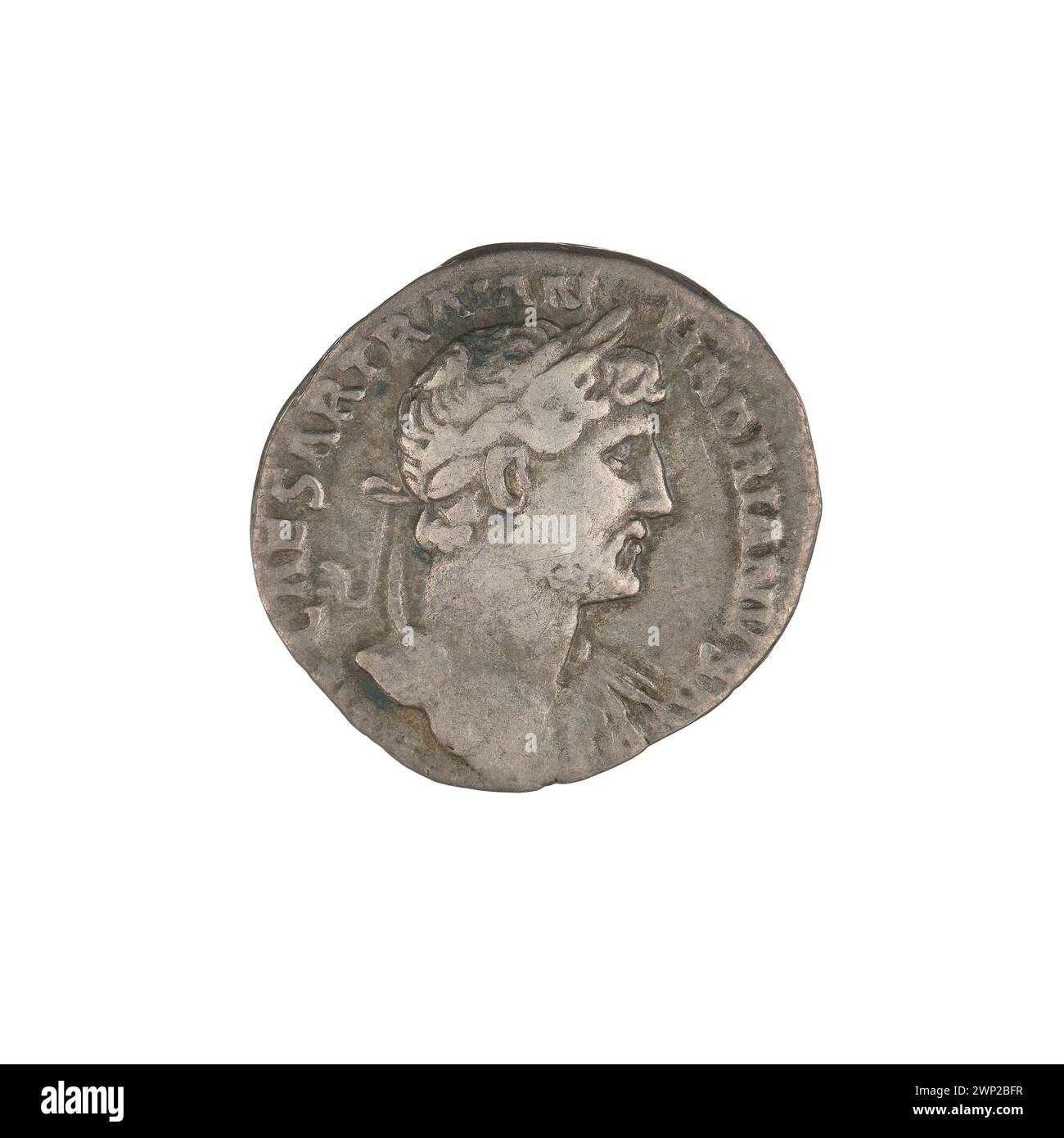 denarius; Hadrian (76-138; Roman emperor 117-138); 119-122 (118-00-00-118-00-00);Fortuna (personification), busts, reins, laurel wreaths Stock Photo