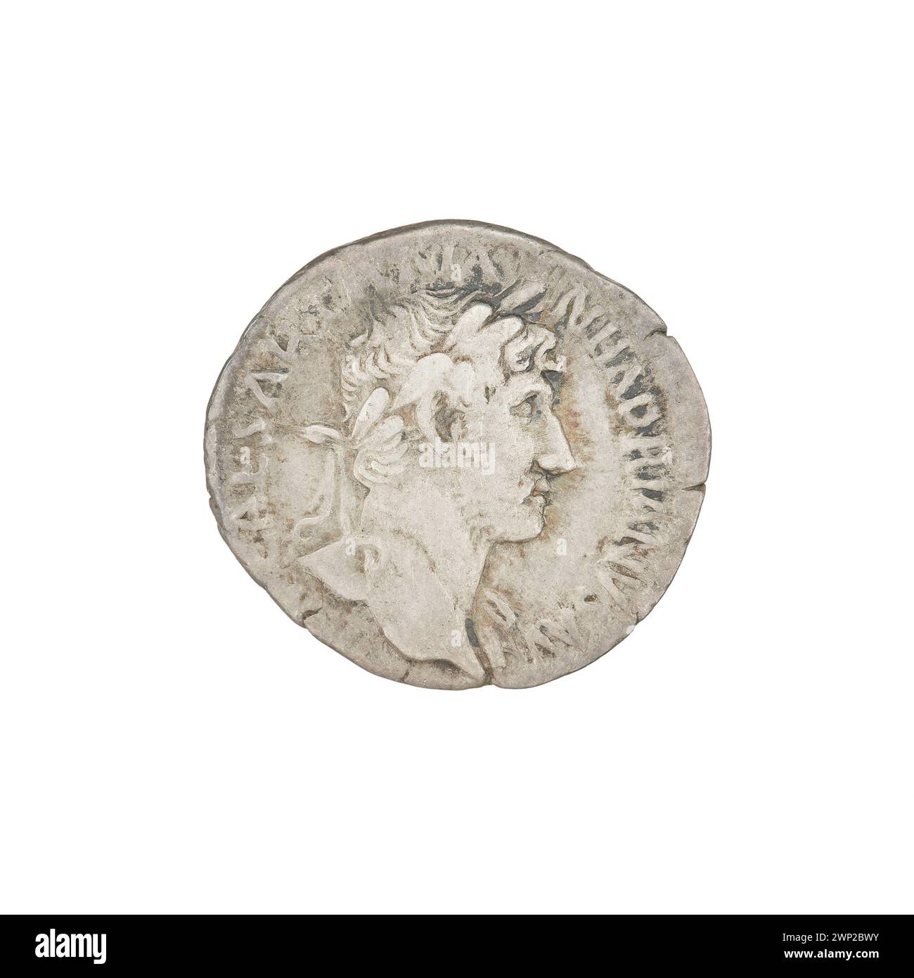 denarius; Hadrian (76-138; Roman emperor 117-138); 119-122 (119-00-00-122-00-00);Pudicitia (personification), bust, hands, laurel wreaths Stock Photo