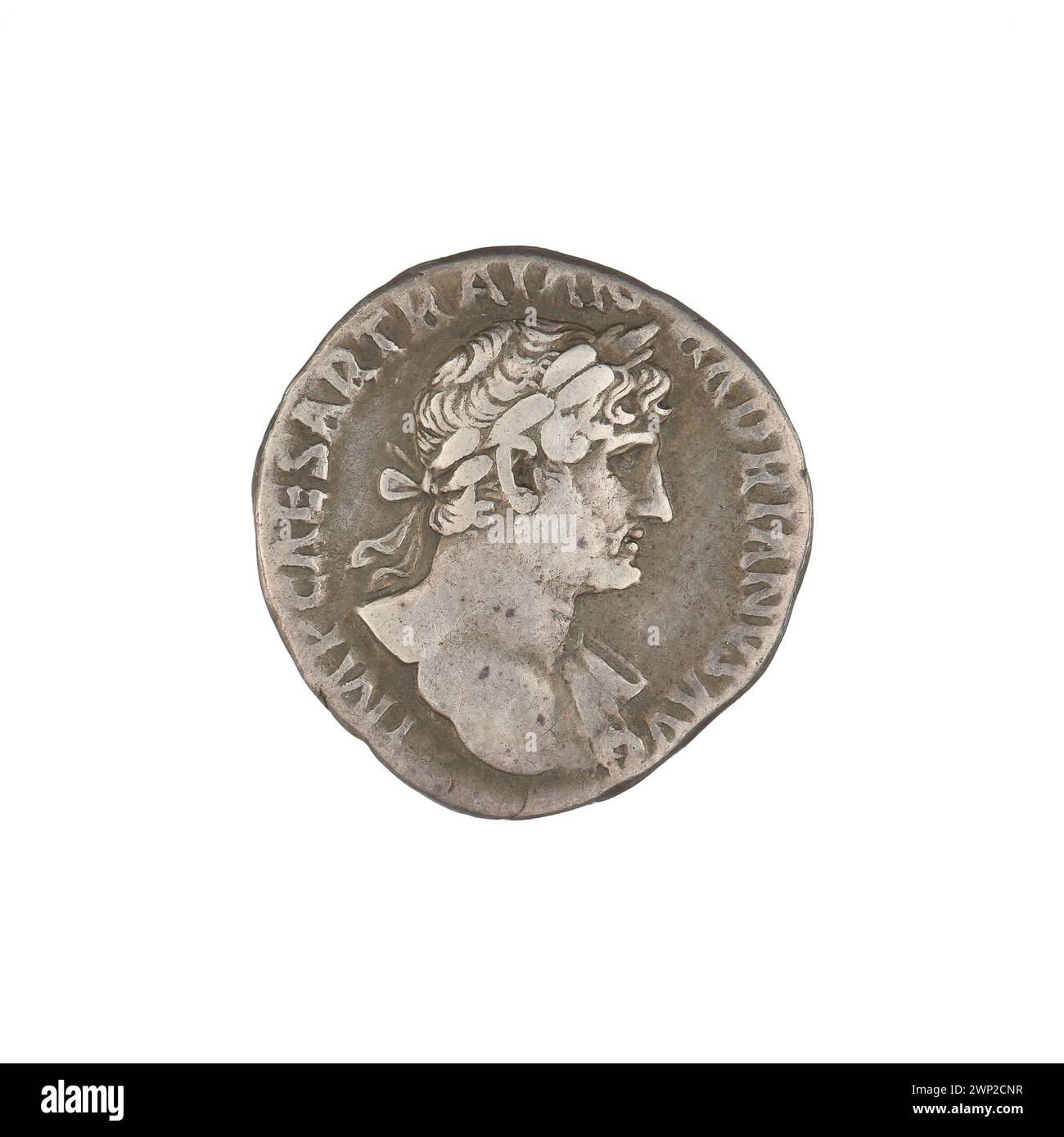 denarius; Hadrian (76-138; Roman emperor 117-138); 119-122 (118-00-00-118-00-00);Salus (Personification), Patery, Busters, Bay Wreaths Stock Photo