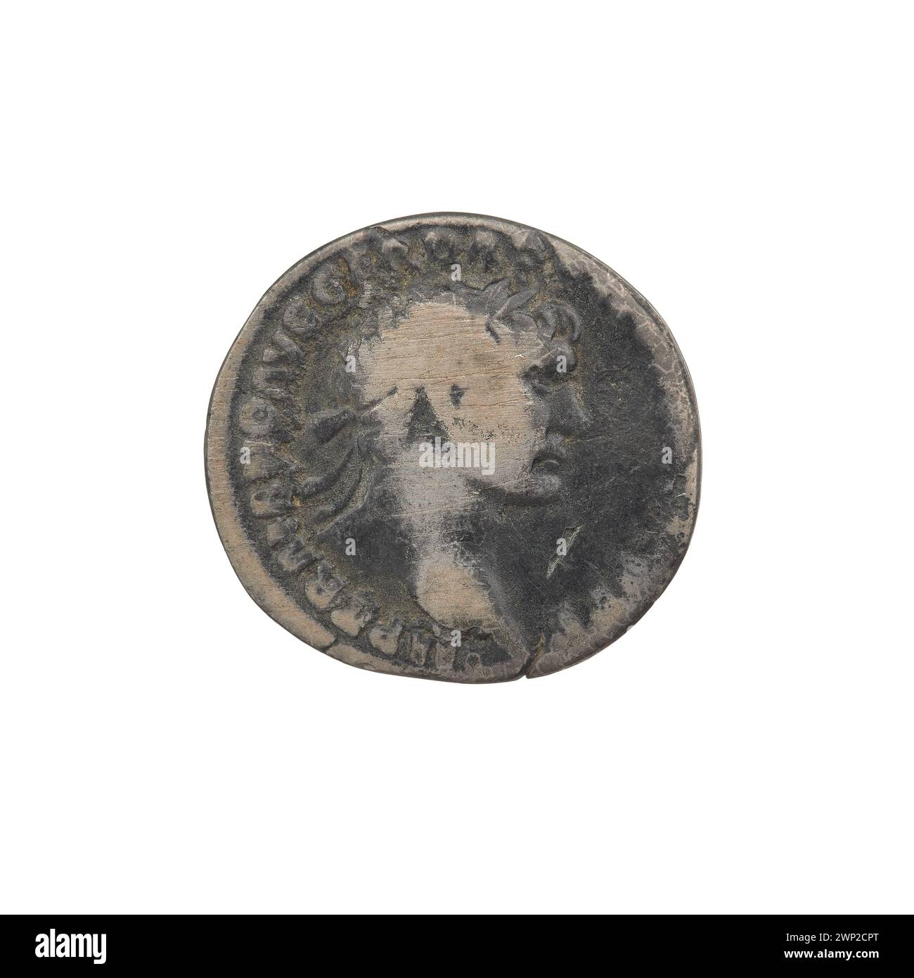 Silver denarius minted 103-111 CE under Trajan depicting Virtus, the ...