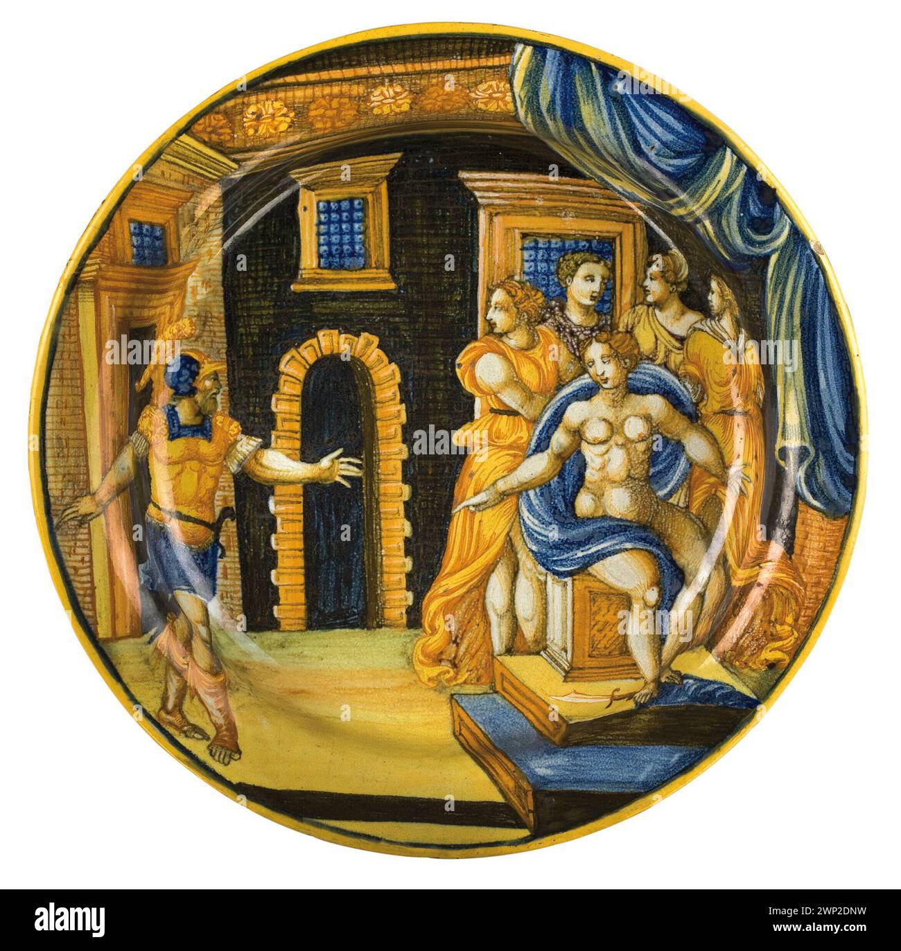 Plate; Sforza di Marcantonio (fl. Ca 1540-1581); 1561 (1561-00-00-1561-00-00);Brutus, Marek Juniusz, People's Court, Caesar, Caius Iulius (100-44 A.C.), Szwarc, Szymon (1884-197)-collection, history, Istoriato-style scenes, purchase (provenance) Stock Photo