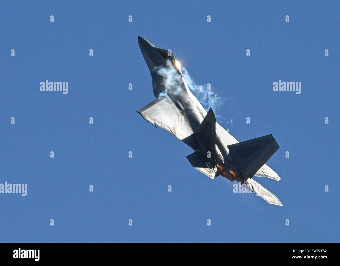 A U.S. Air Force F22 Raptor flies over DavisMonthan Air Force Base