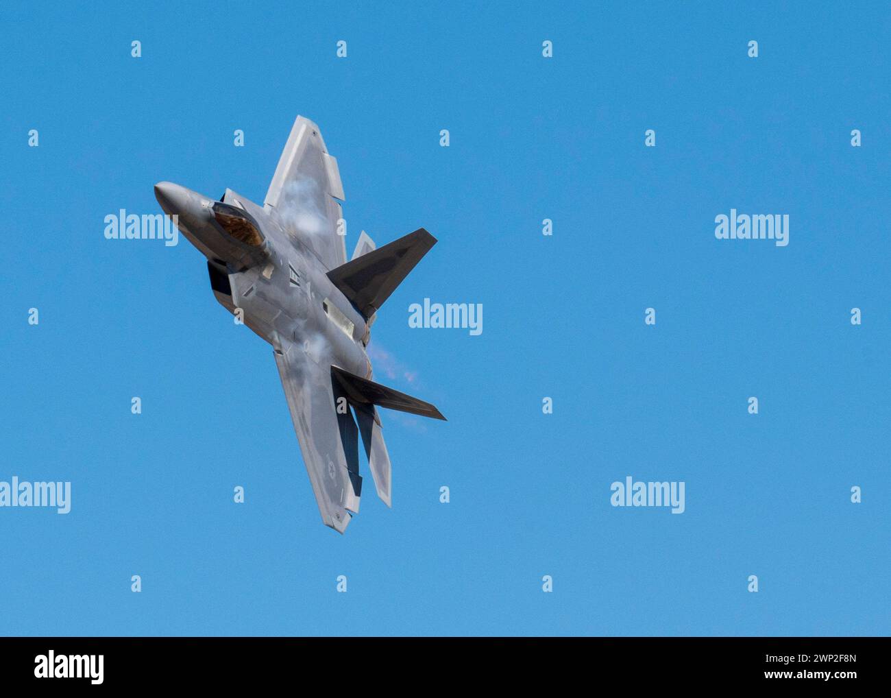 An Force F22 Raptor aircraft flies during the Heritage Flight Training