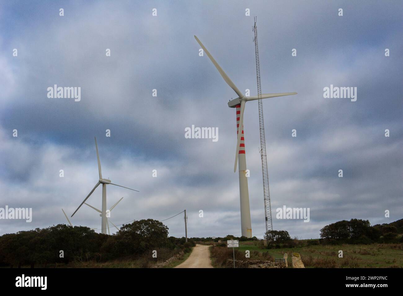 Italy, Sassari, Sardinia, Nulvi, Nitigheddu wind park. Stock Photo