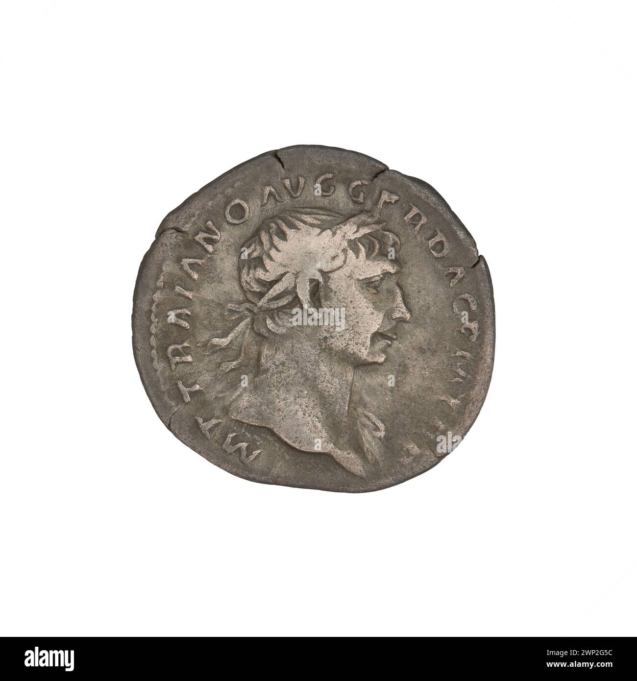 Silver denarius from 103-111 AD showing Roman Emperor Trajan and the ...