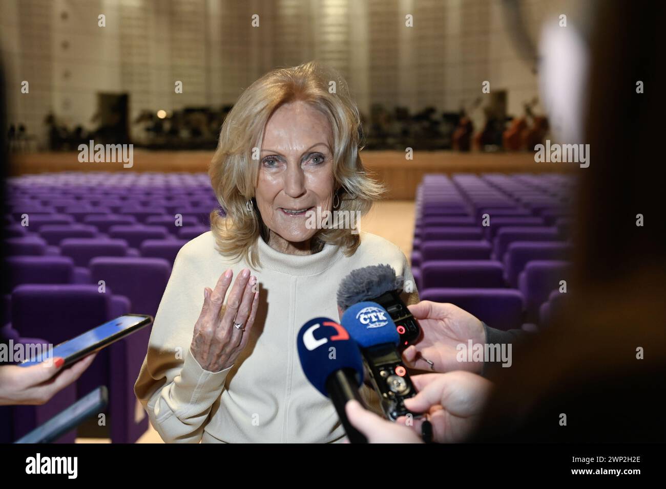 Zlin, Czech Republic. 05th Mar, 2024. A news conference with architect Eva Jiricna on the occasion of her 85th birthday and naming of hall of the Zlin Congress Centre take place in Zlin, on March 5, 2024. Jiricna is author of the centre and other buildings in Zlin. Credit: Dalibor Gluck/CTK Photo/Alamy Live News Stock Photo