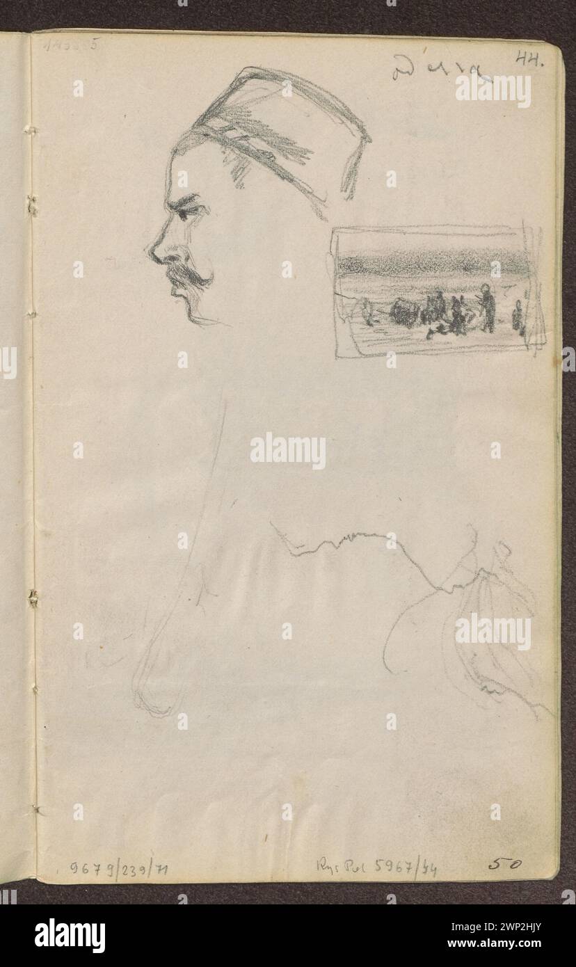 Gentle Georgian in a hat, landscape study; verso: different sketches and two landscapes; Stanis Awski, Jan (1860-1907); 1885 (1885-00-00-1885-00-00); Stock Photo