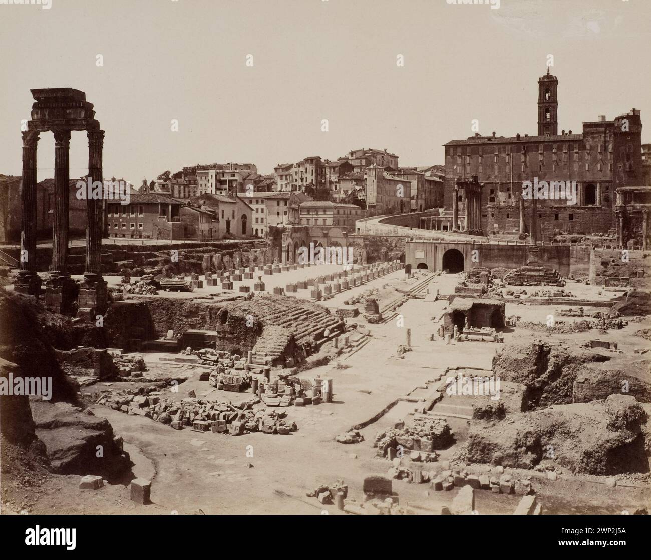 A circa 1870 photograph of the Forum Romanum in Rome, Italy, showing ...