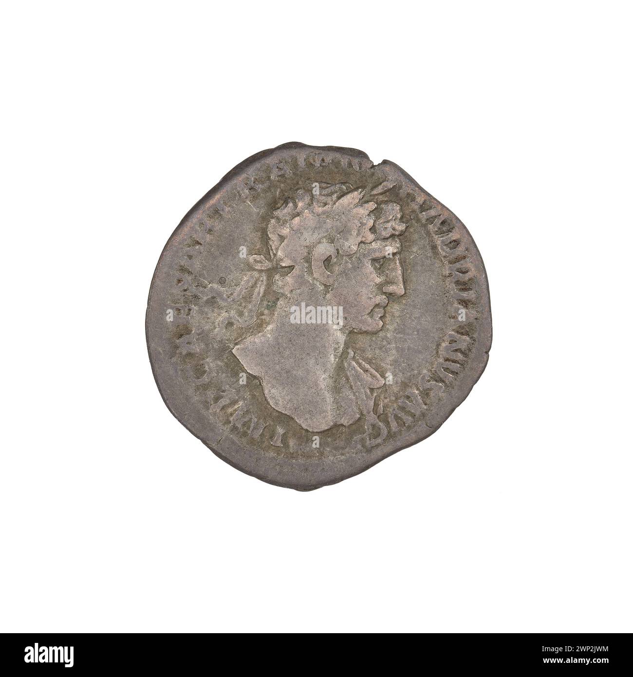 denarius; Hadrian (76-138; Roman emperor 117-138); 118 (114-00-00-117-00-00);Iustitia (personification), heads, plates, laurel wreaths Stock Photo