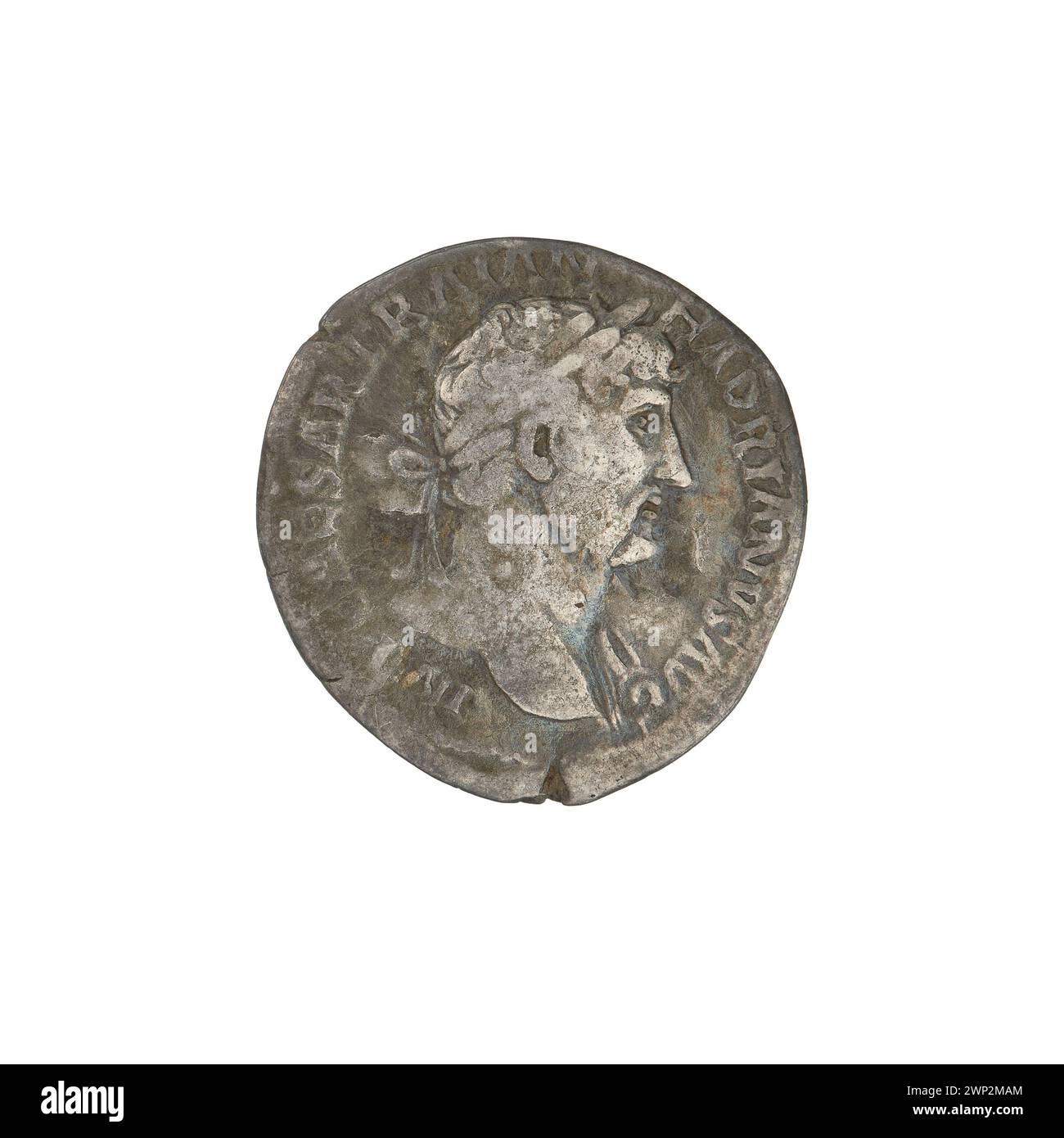 denarius; Hadrian (76-138; Roman emperor 117-138); 119-122 (118-00-00-118-00-00);Felicitas (personification), bust, abundance horns, laurel wreaths Stock Photo