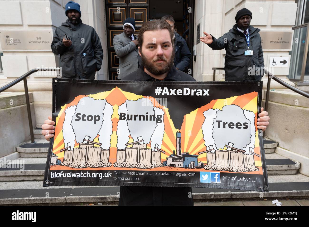 London, UK. 5 March, 2024. Environmental activists protest outside the ...