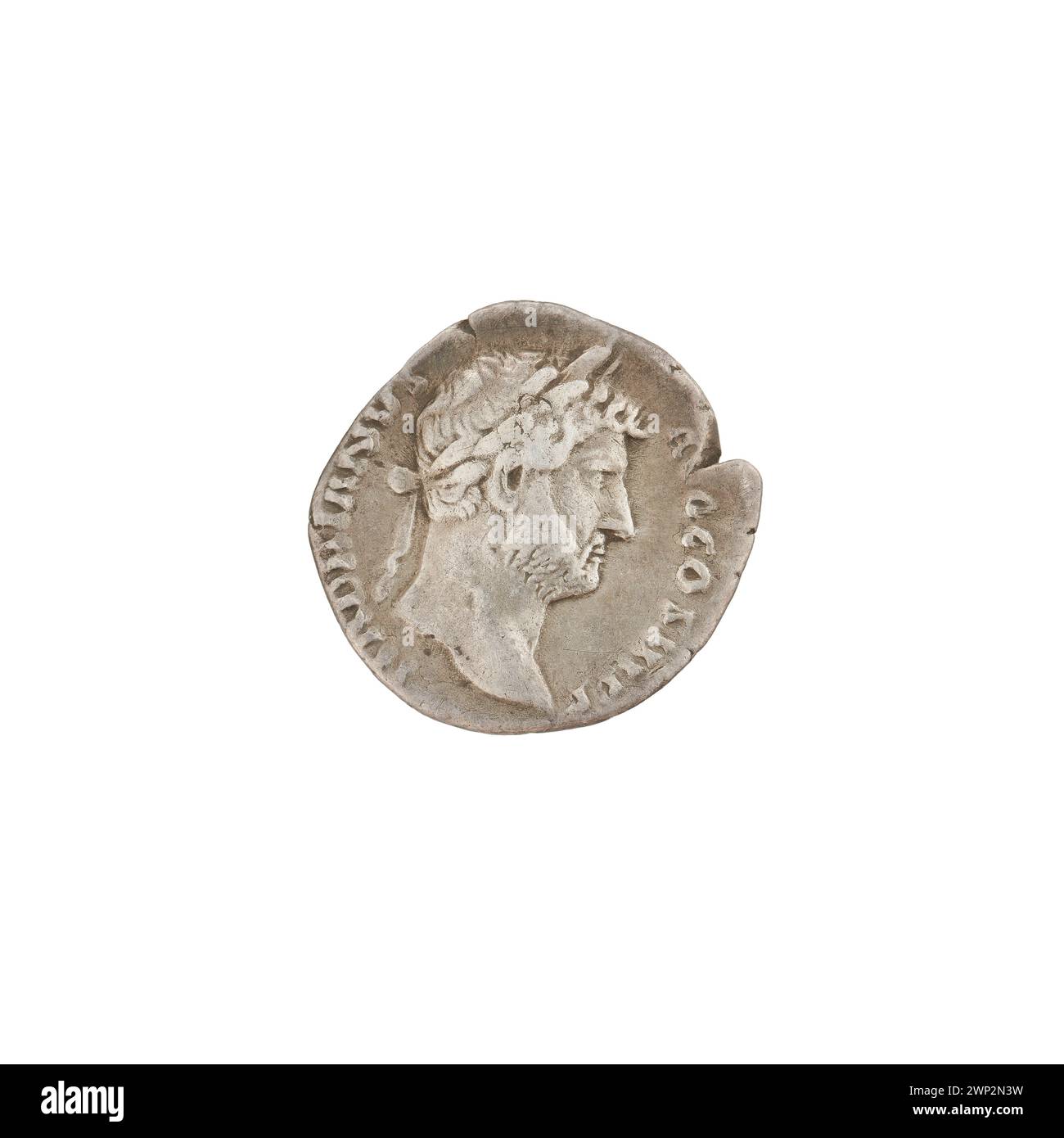 Silver denarius minted 134-138 CE depicting Emperor Hadrian and Moneta ...