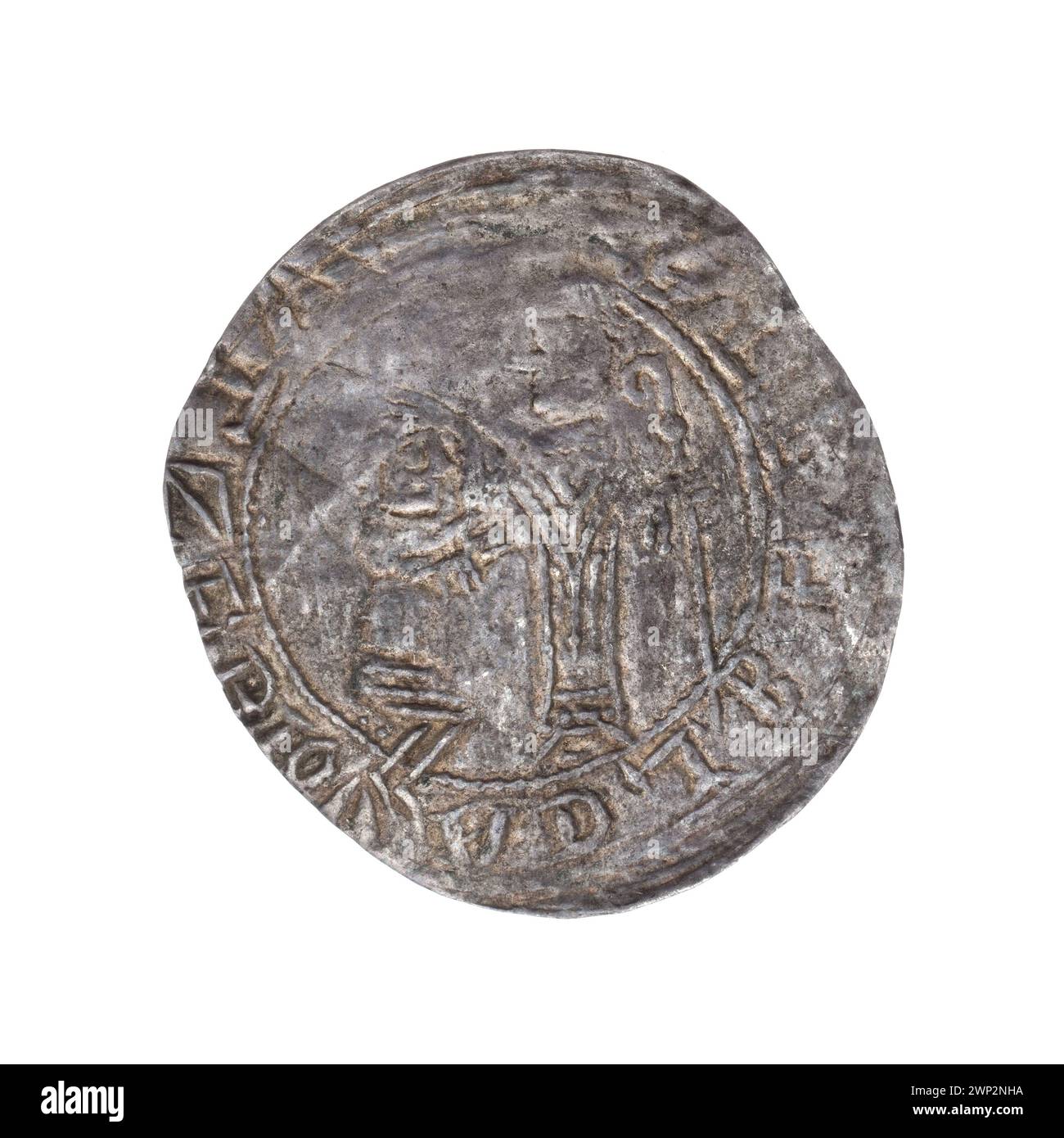 Brakteat coin of Bolesław III Krzywousty, 1135-1138, showing Romanesque ...