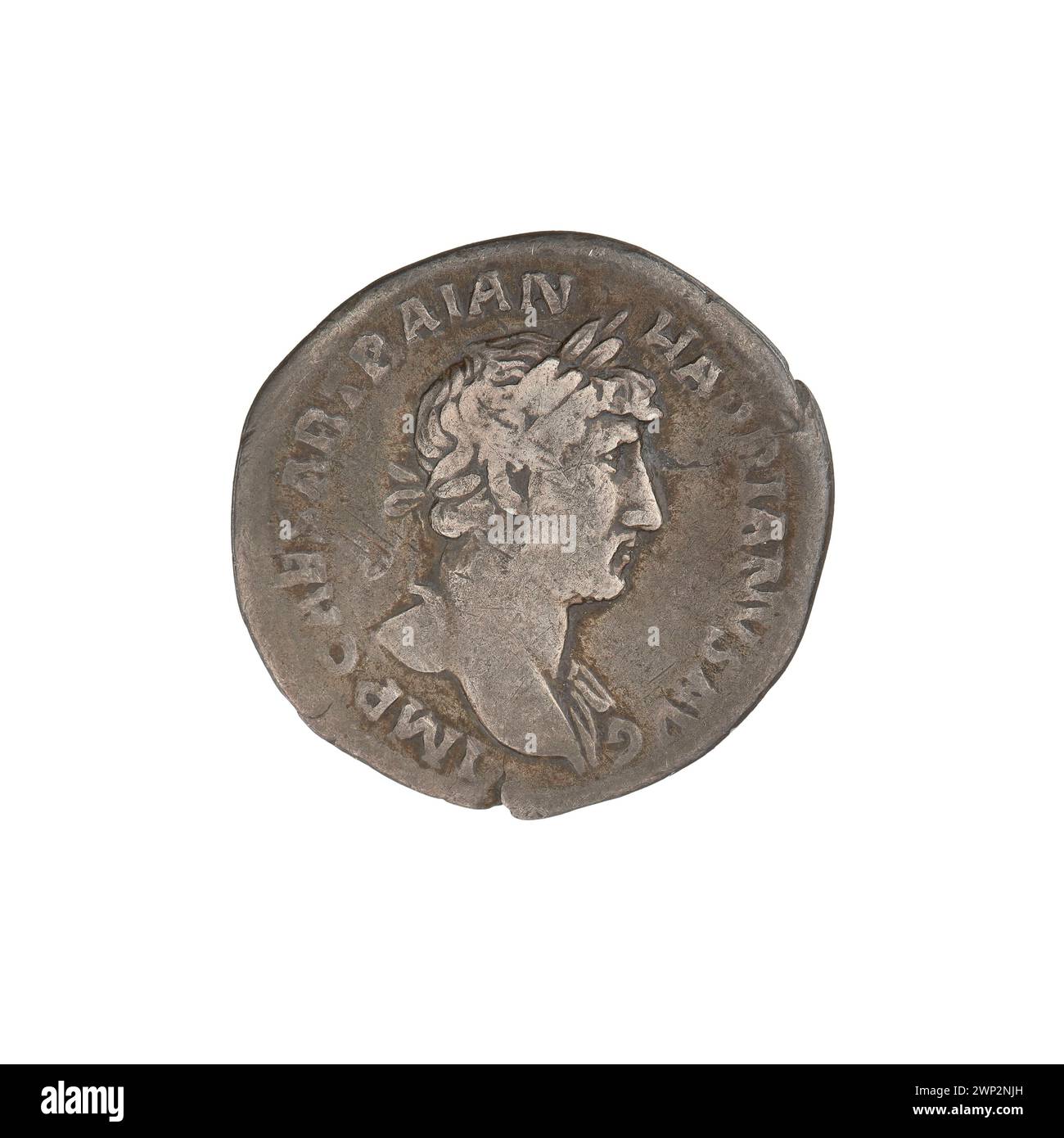 denarius; Hadrian (76-138; Roman emperor 117-138); 119-122 (118-00-00-118-00-00);Fortuna (personification), bust, abundance horns, reins, laurel wreaths Stock Photo