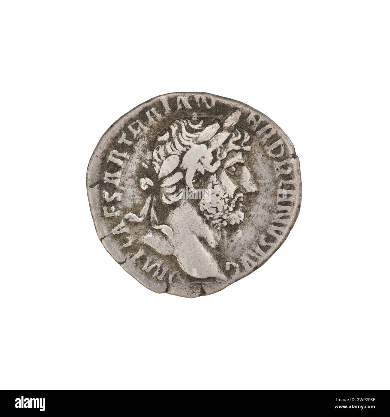 denarius; Hadrian (76-138; Roman emperor 117-138); 119-122 (118-00-00-118-00-00);Libertas (personification), scepters, busts, laurel wreaths Stock Photo