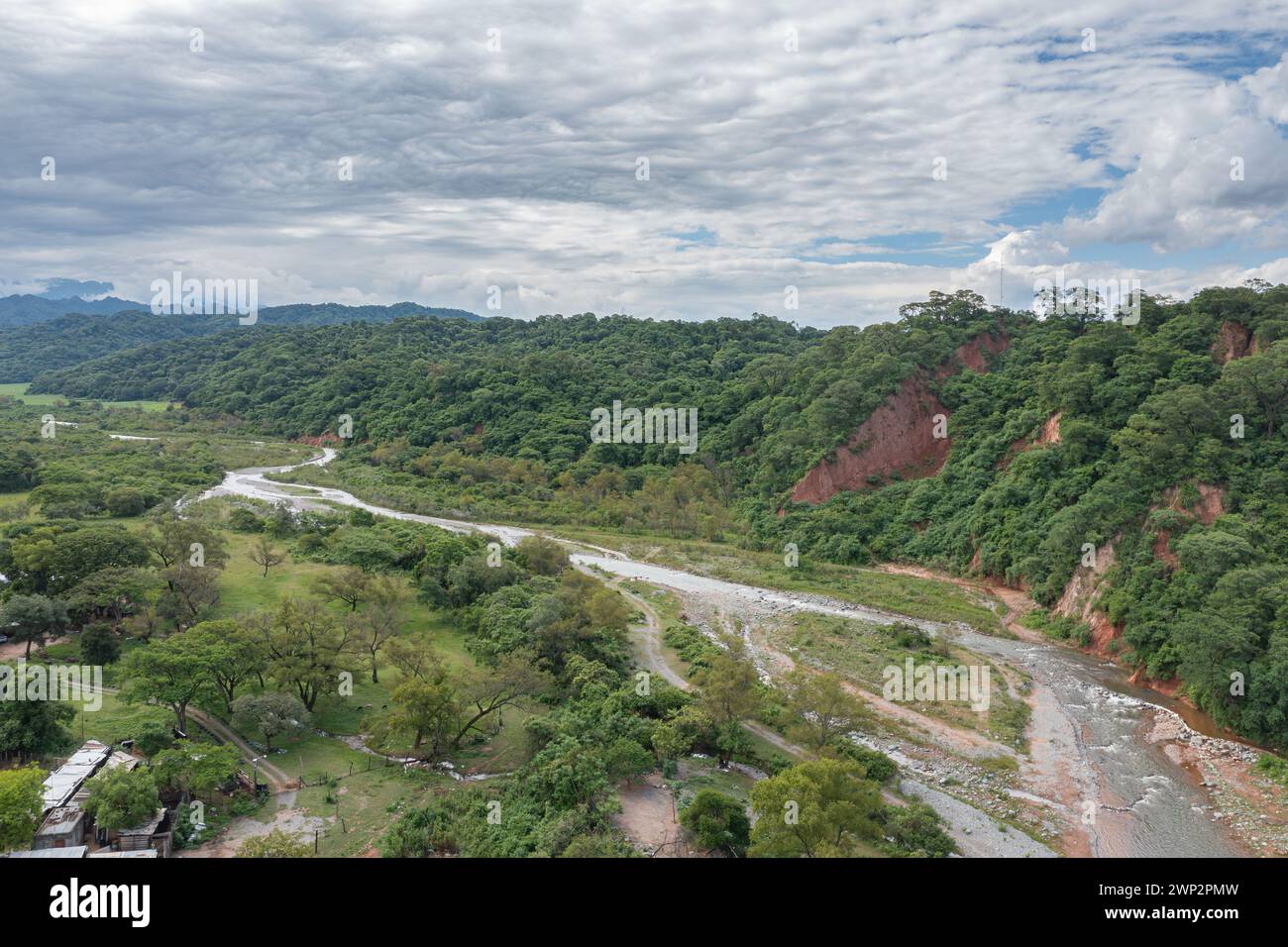 Aerial view of the Conchas River in Metan province of Salta Argentina. Stock Photo