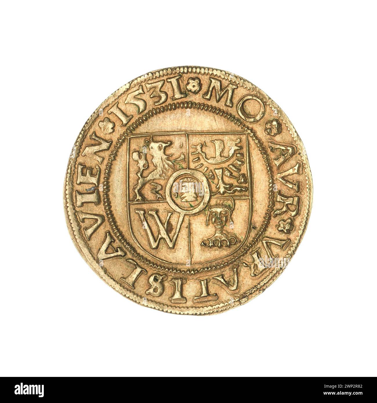 Guilder coin from 1531 issued under Emperor Ferdinand I, featuring the ...