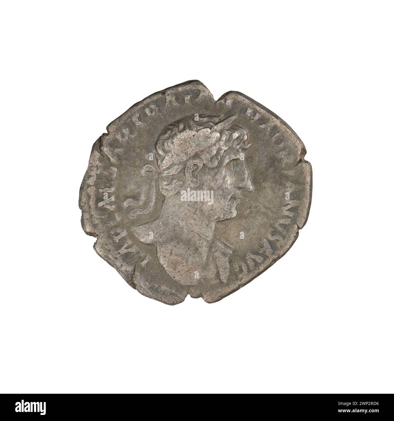 denarius; Hadrian (76-138; Roman emperor 117-138); 119-122 (118-00-00-118-00-00);Fortuna (personification), bust, abundance horns, reins, laurel wreaths Stock Photo