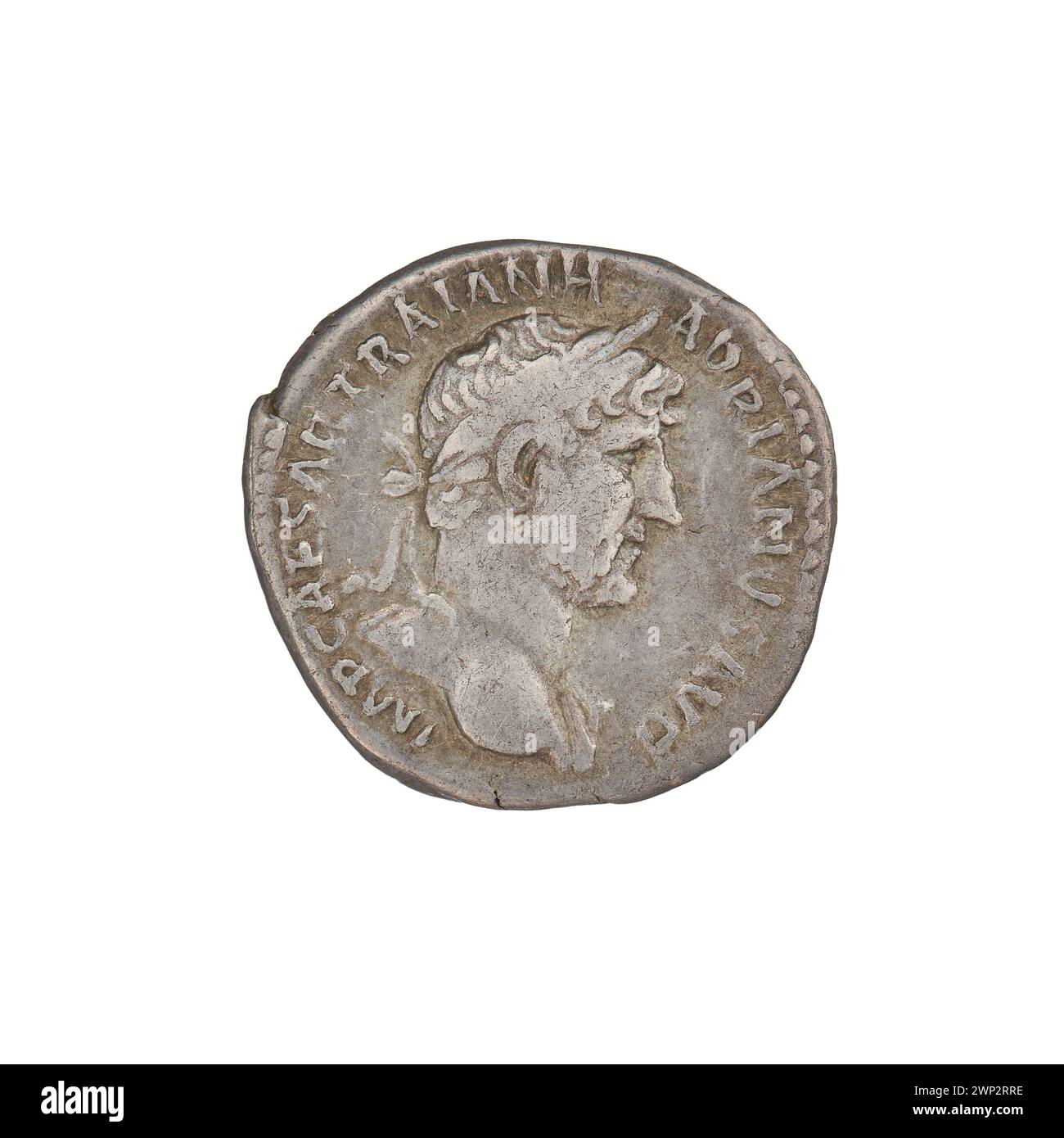 denarius; Hadrian (76-138; Roman emperor 117-138); 119-122 (118-00-00-118-00-00);Liberalitas (personification), busts, tessera (attribute), laurel wreaths Stock Photo