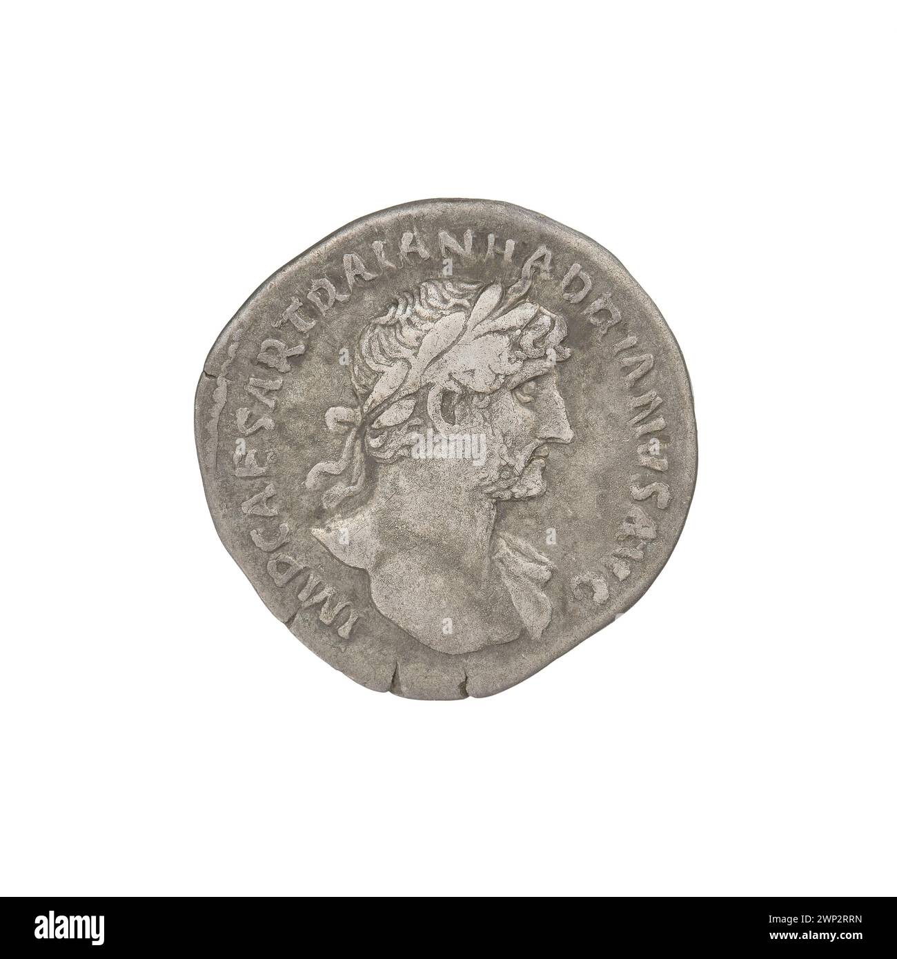 denarius; Hadrian (76-138; Roman emperor 117-138); 119-122 (118-00-00-118-00-00);Salus (personification), busts, laurel wreaths Stock Photo