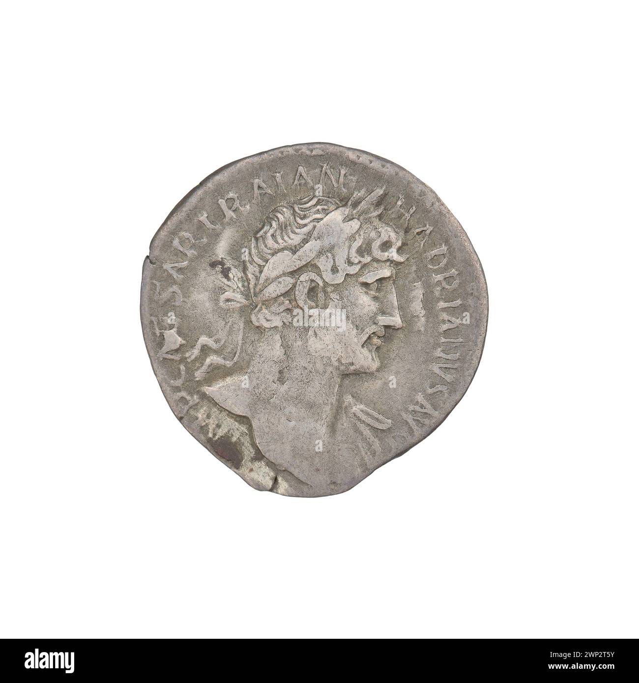 denarius; Hadrian (76-138; Roman emperor 117-138); 119-122 (118-00-00-118-00-00);Salus (Personification), Patery, Busters, Bay Wreaths Stock Photo