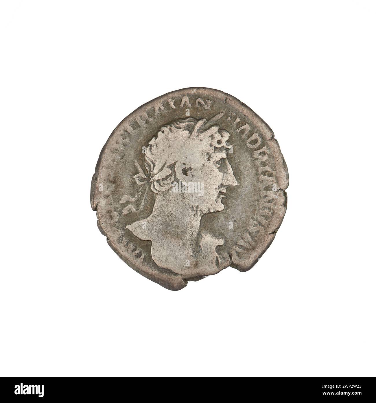 denarius; Hadrian (76-138; Roman emperor 117-138); 119-122 (118-00-00-118-00-00);PAX (personification), scepters, branches, busts, laurel wreaths Stock Photo