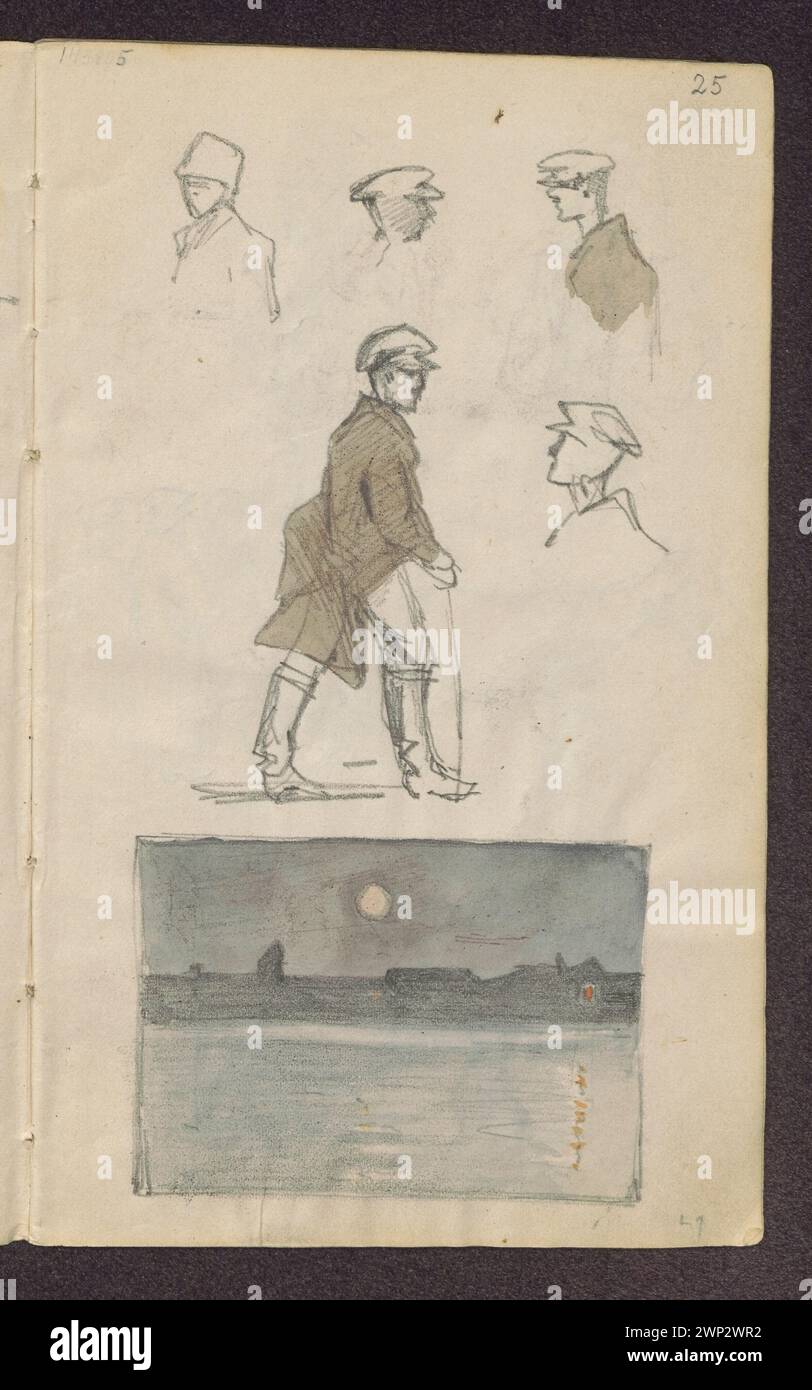 sketches of men and a study to a prince's landscape; Verso: Ch Opka, ch Opi at the cart, Landscape Study; Stanis Awski, Jan (1860-1907); 1885 (1885-00-00-1885-00-00); Stock Photo